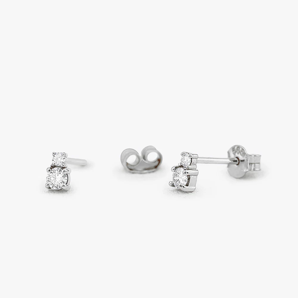 14K Gold Double Diamond Studs - Image 5