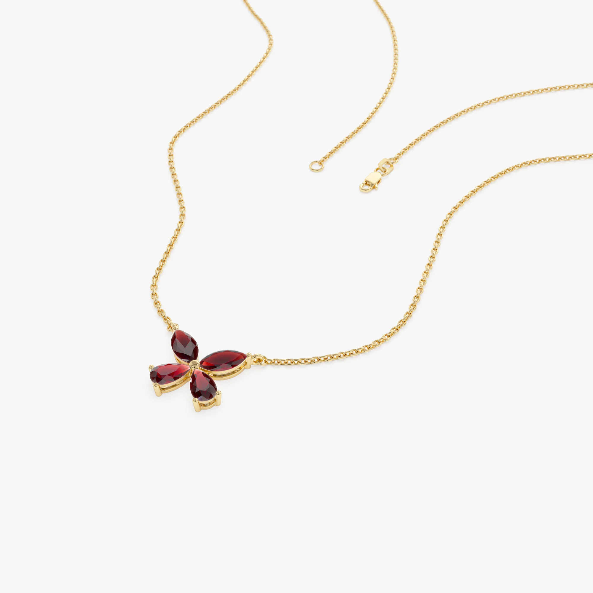 14K Gold Garnet Butterfly Necklace - Image 8