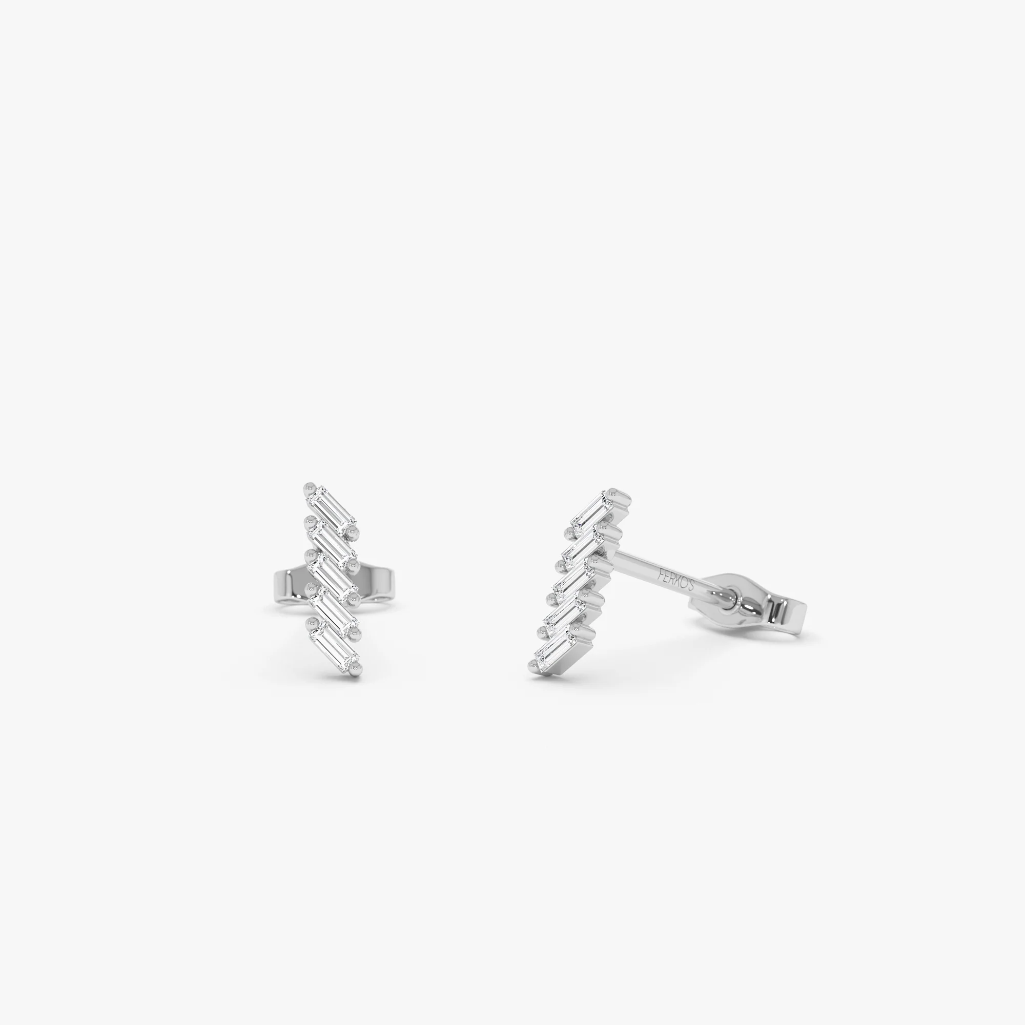 14k Gold Geometric Baguette Diamond Studs - Image 6