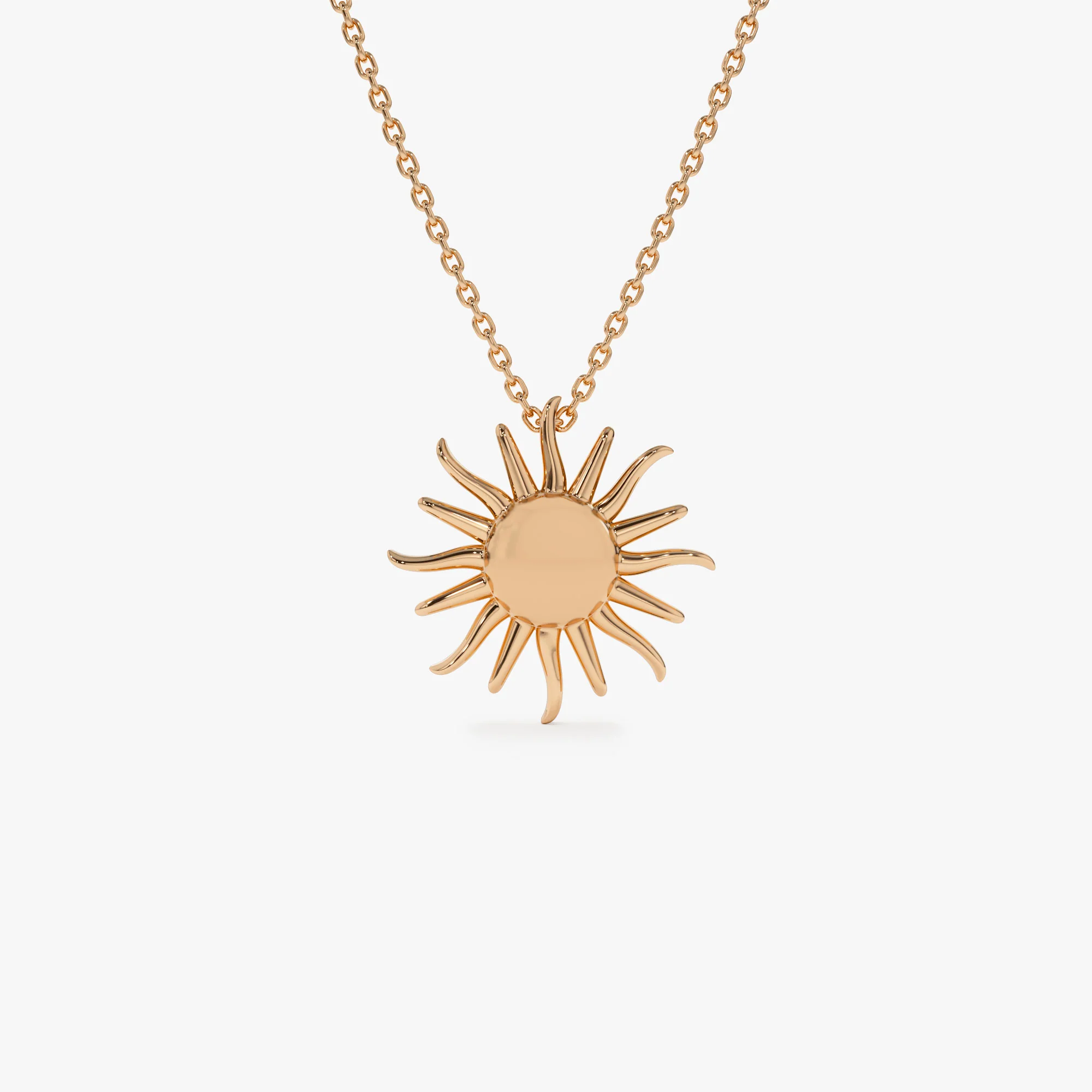 14k Gold Glowing Sun Charm Necklace - Image 4