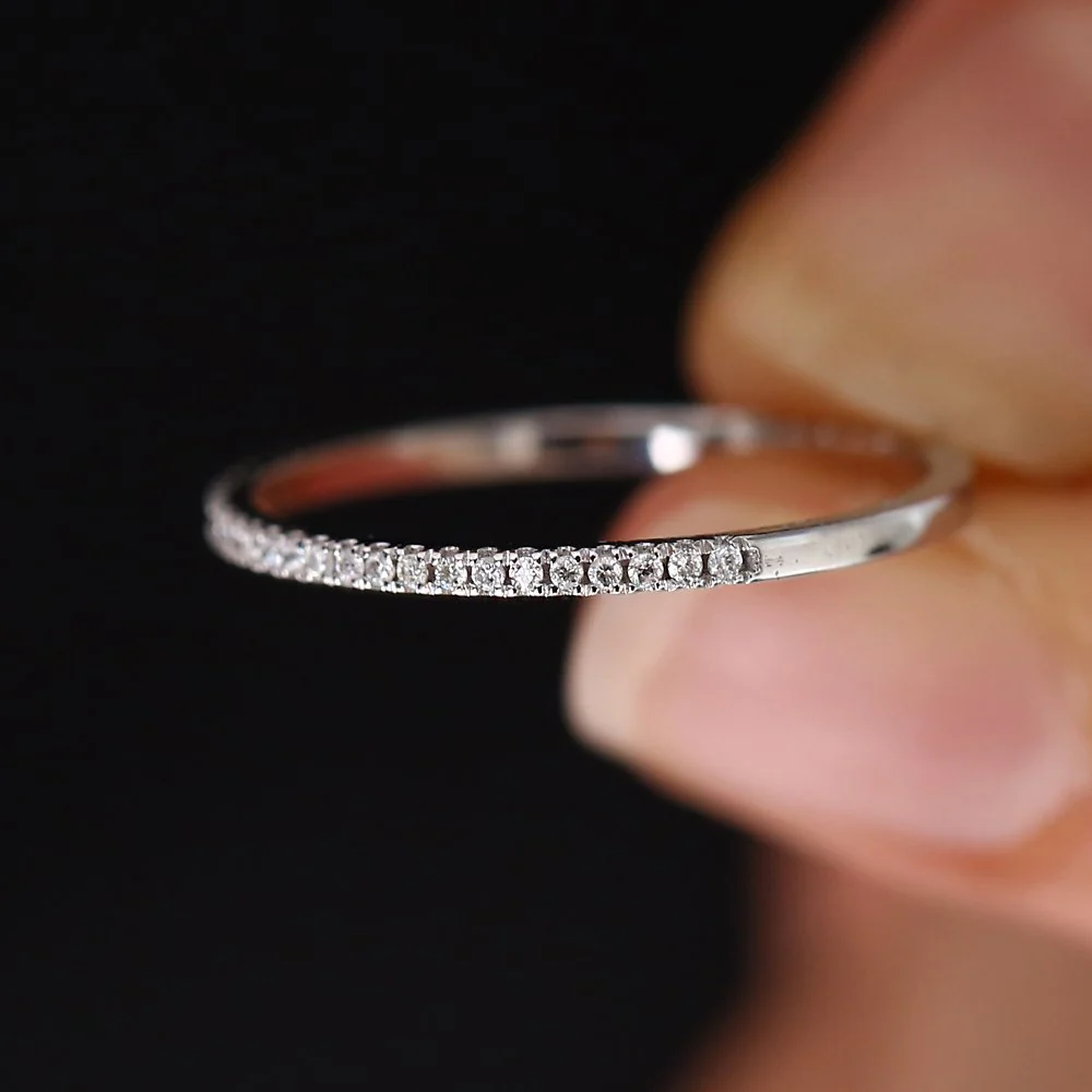 14K Gold Half Eternity Micro Pave Diamond Ring - Image 4