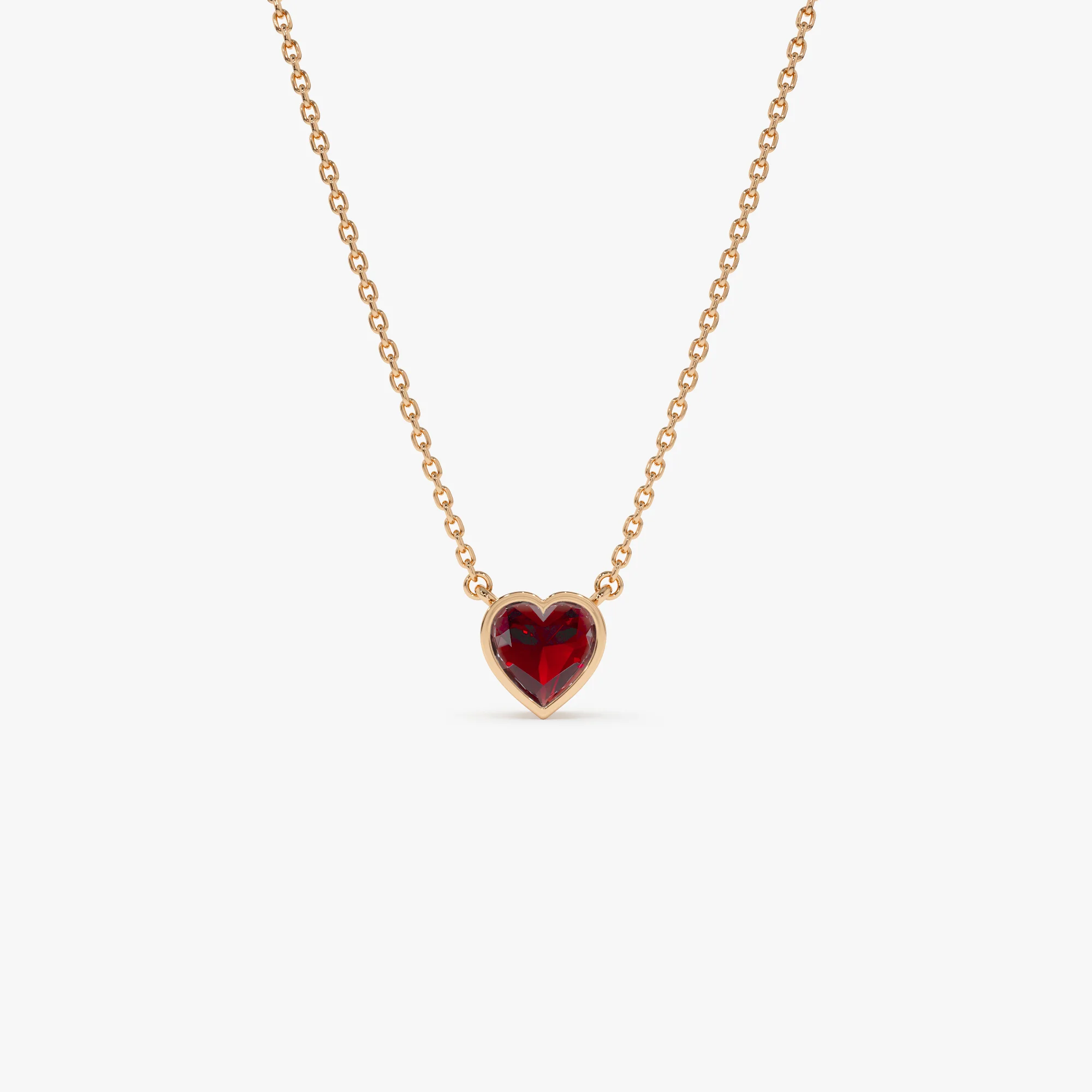 14K Gold Heart Shaped Garnet Layering Necklace - Image 6