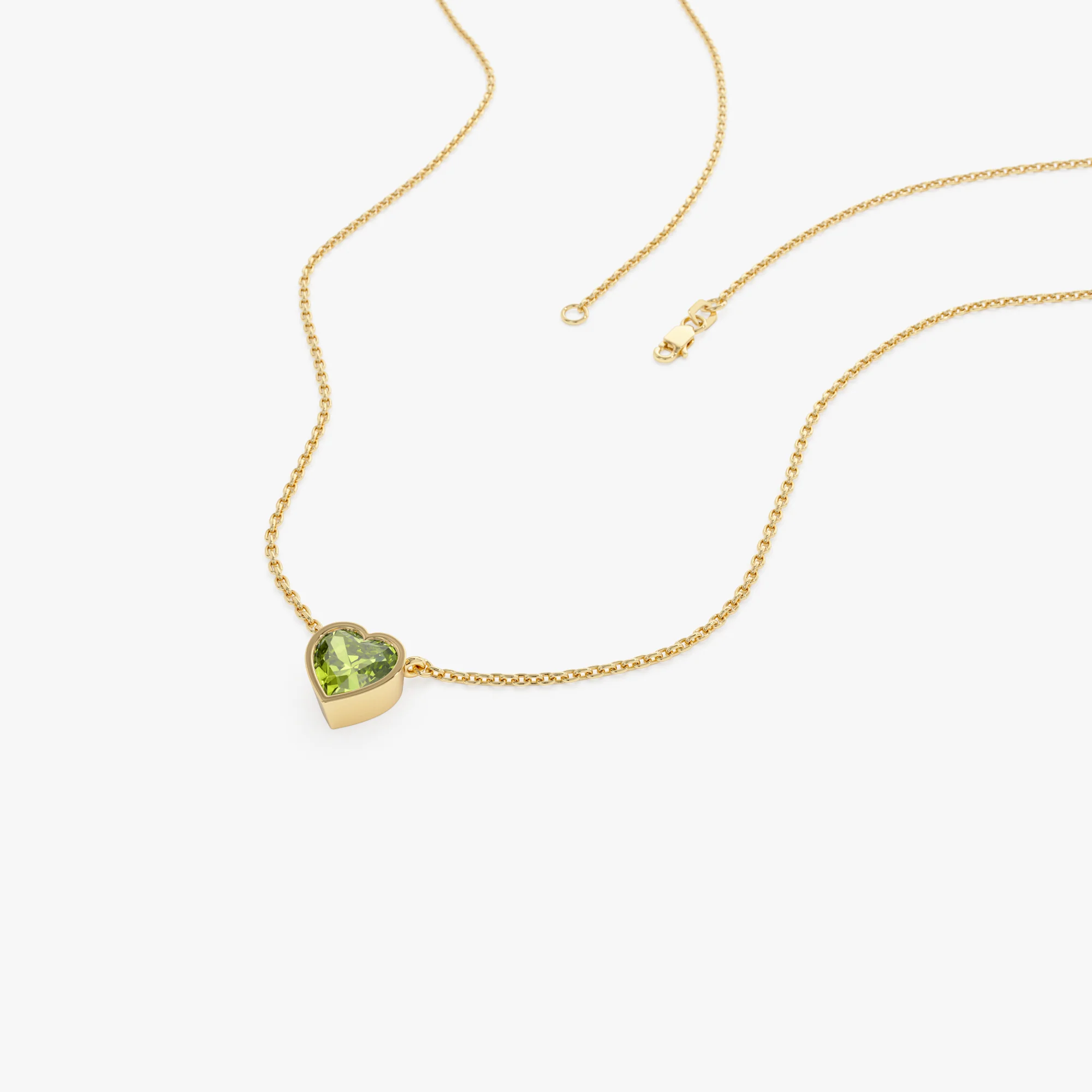 14K Gold Heart Shaped Peridot Layering Necklace - Image 5