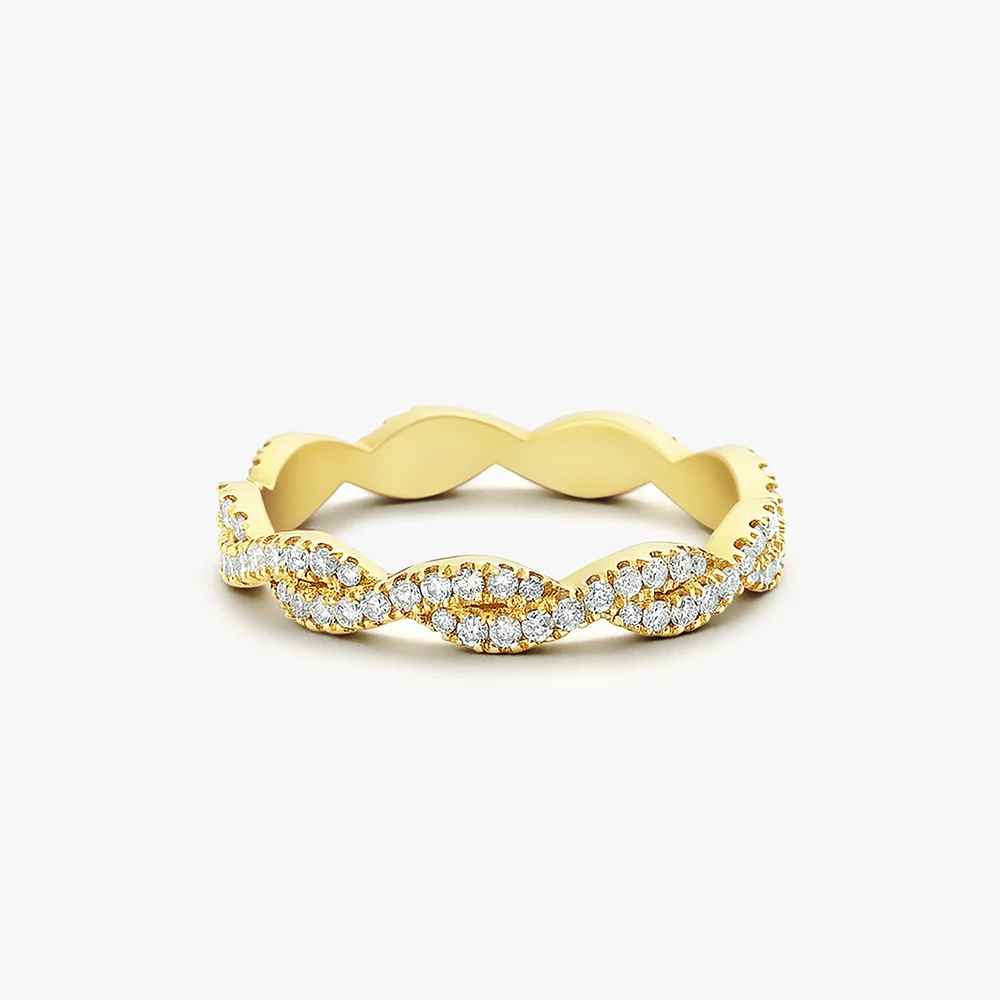 14K Gold Infinity Diamond Eternity Wedding Band