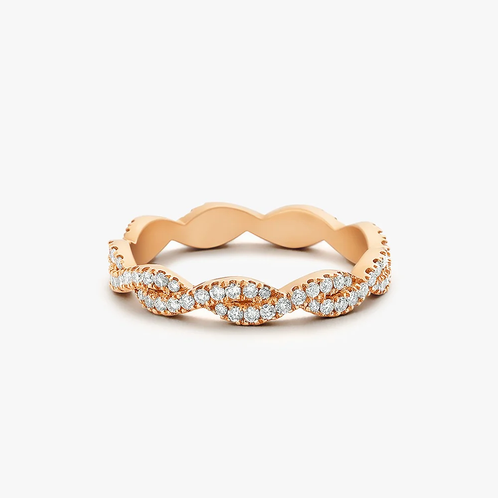 14K Gold Infinity Diamond Eternity Wedding Band - Image 5