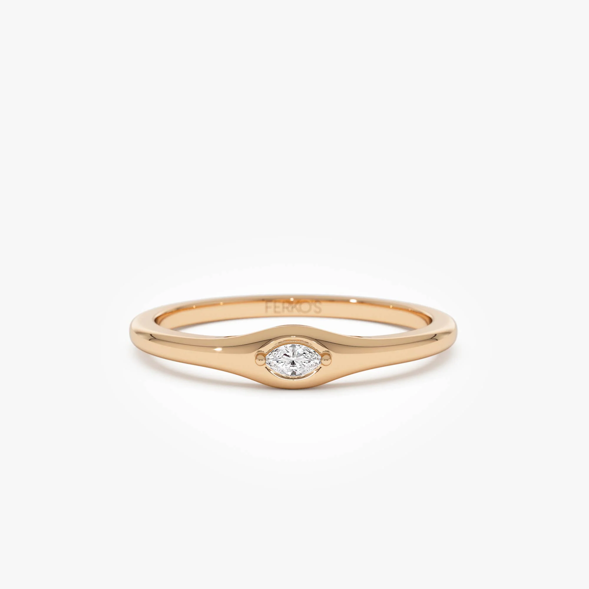 14k Gold Marquise Diamond Stacking Ring - Image 6