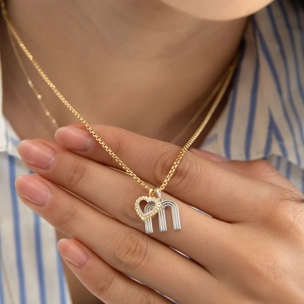 14k Gold Natural Diamond Open Heart Charm - Image 3