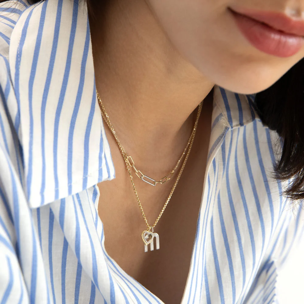 14k Gold Natural Diamond Open Heart Charm - Image 4