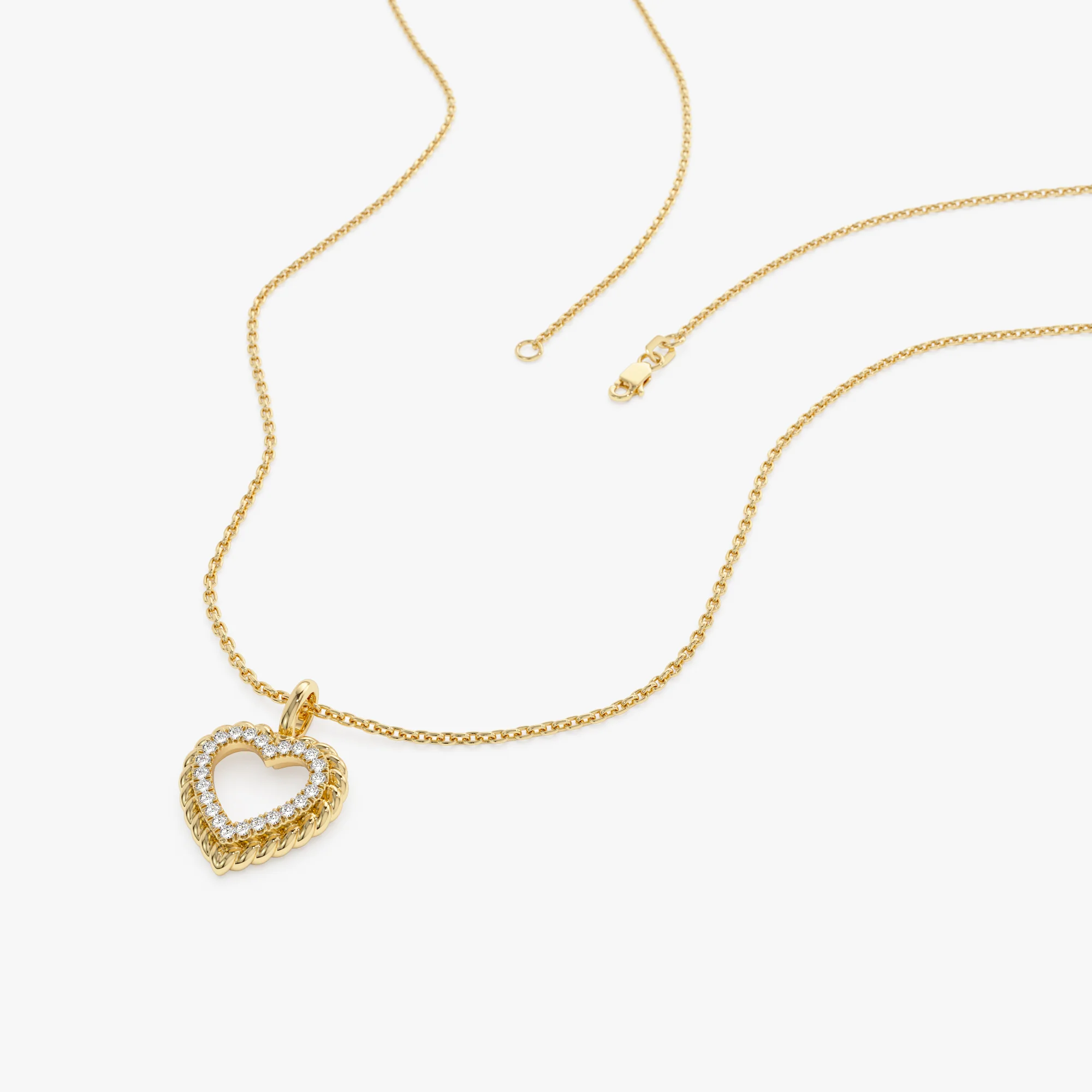 14k Gold Natural Diamond Open Heart Charm - Image 6