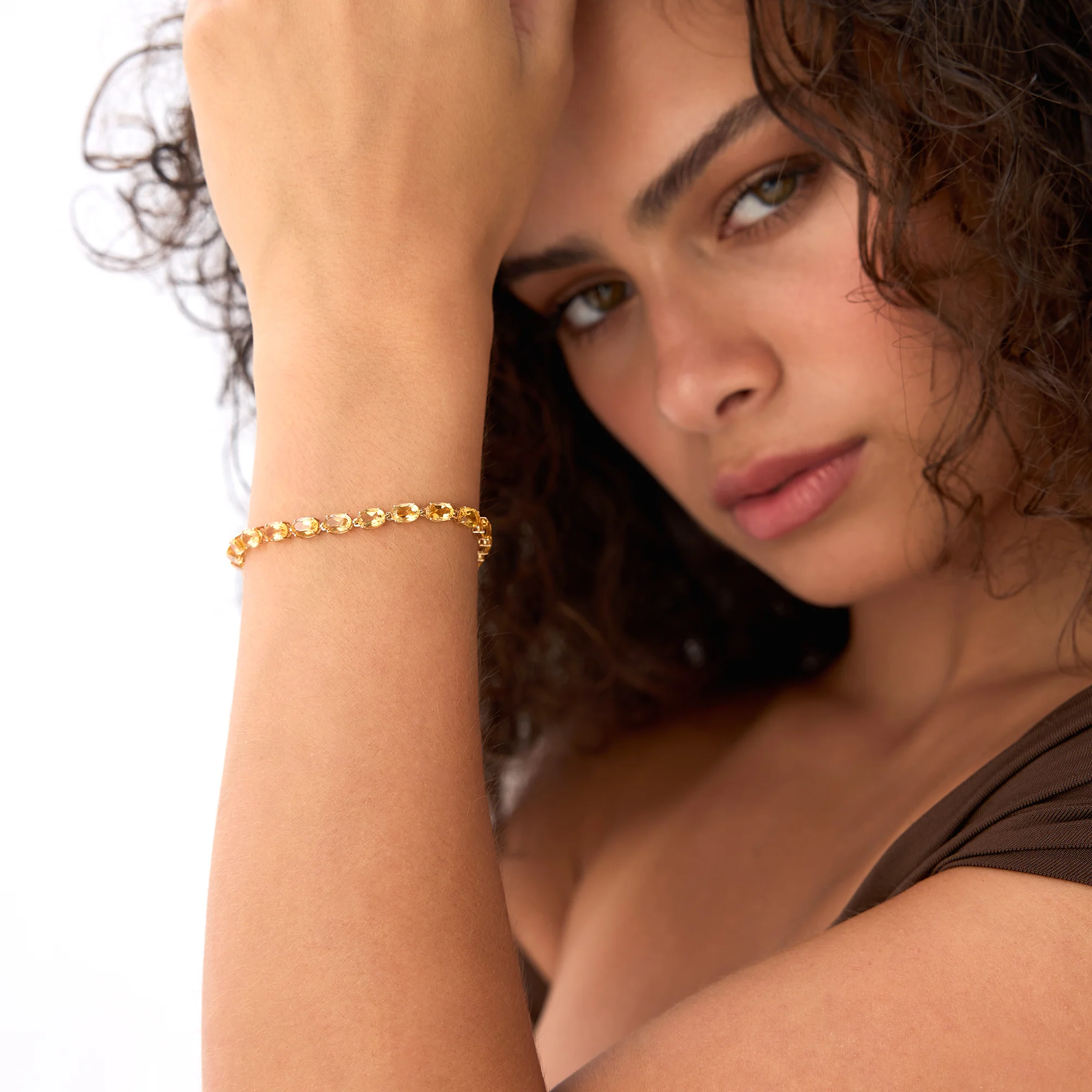 14K Gold Oval Shaped Citrine Tennis Bracelet 11.35 ctw - Image 2