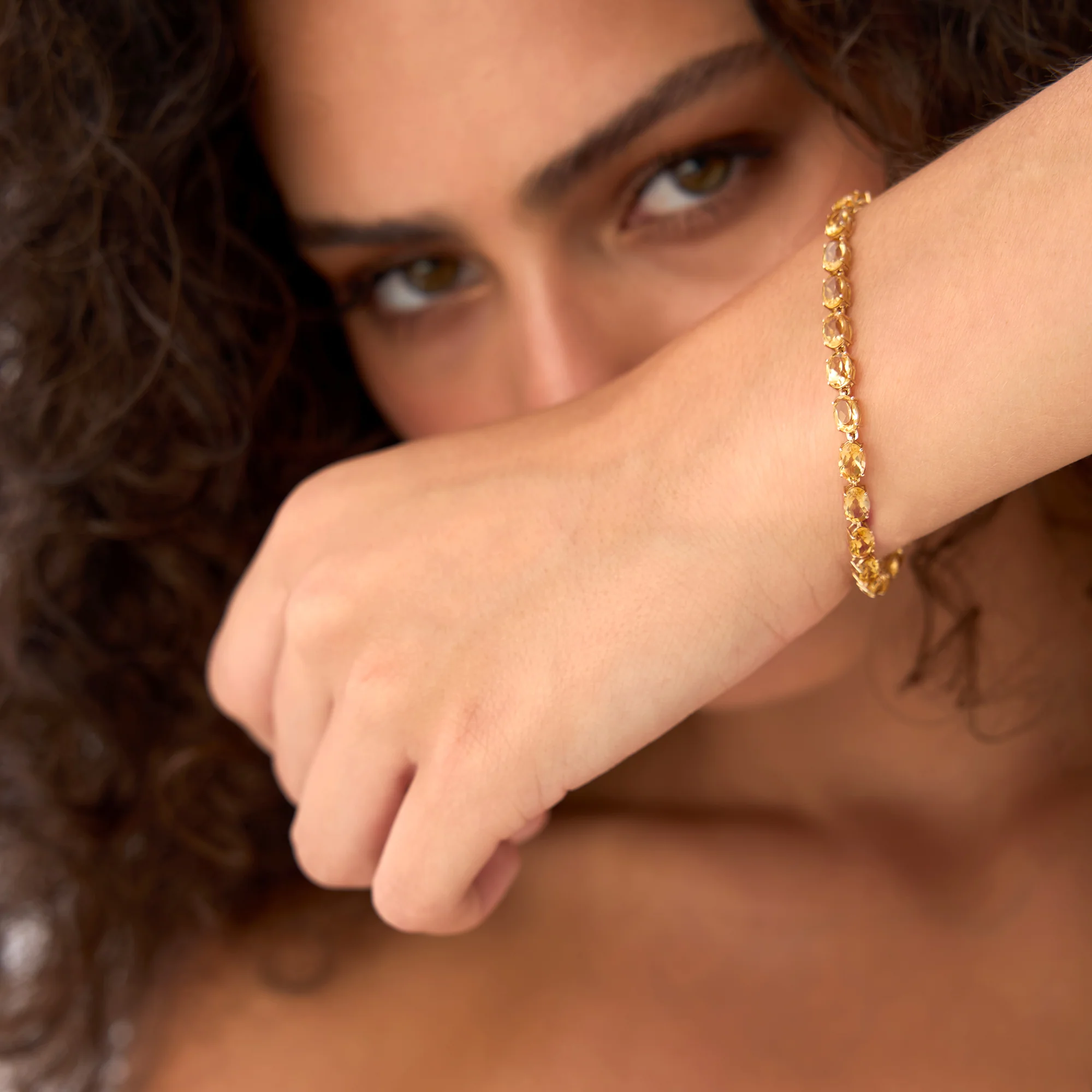 14K Gold Oval Shaped Citrine Tennis Bracelet 11.35 ctw - Image 4