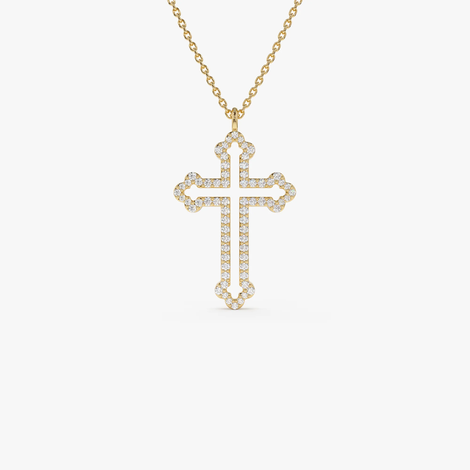 14k Gold Pavé Diamond Cross Pendant Necklace