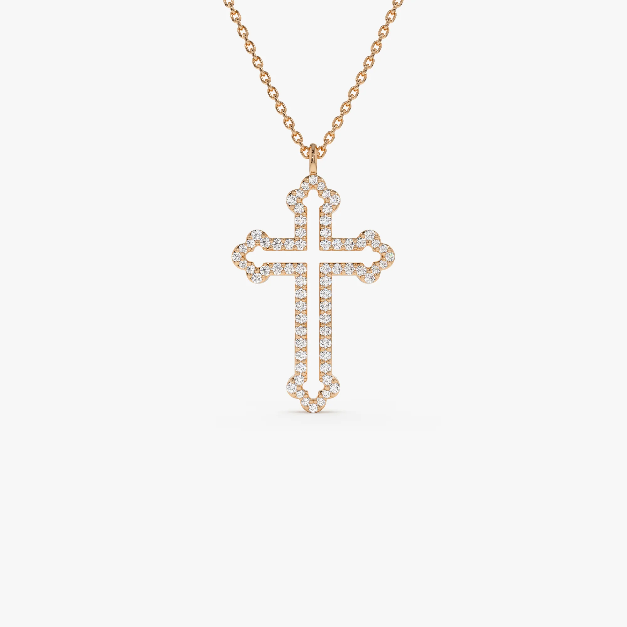 14k Gold Pavé Diamond Cross Pendant Necklace - Image 6