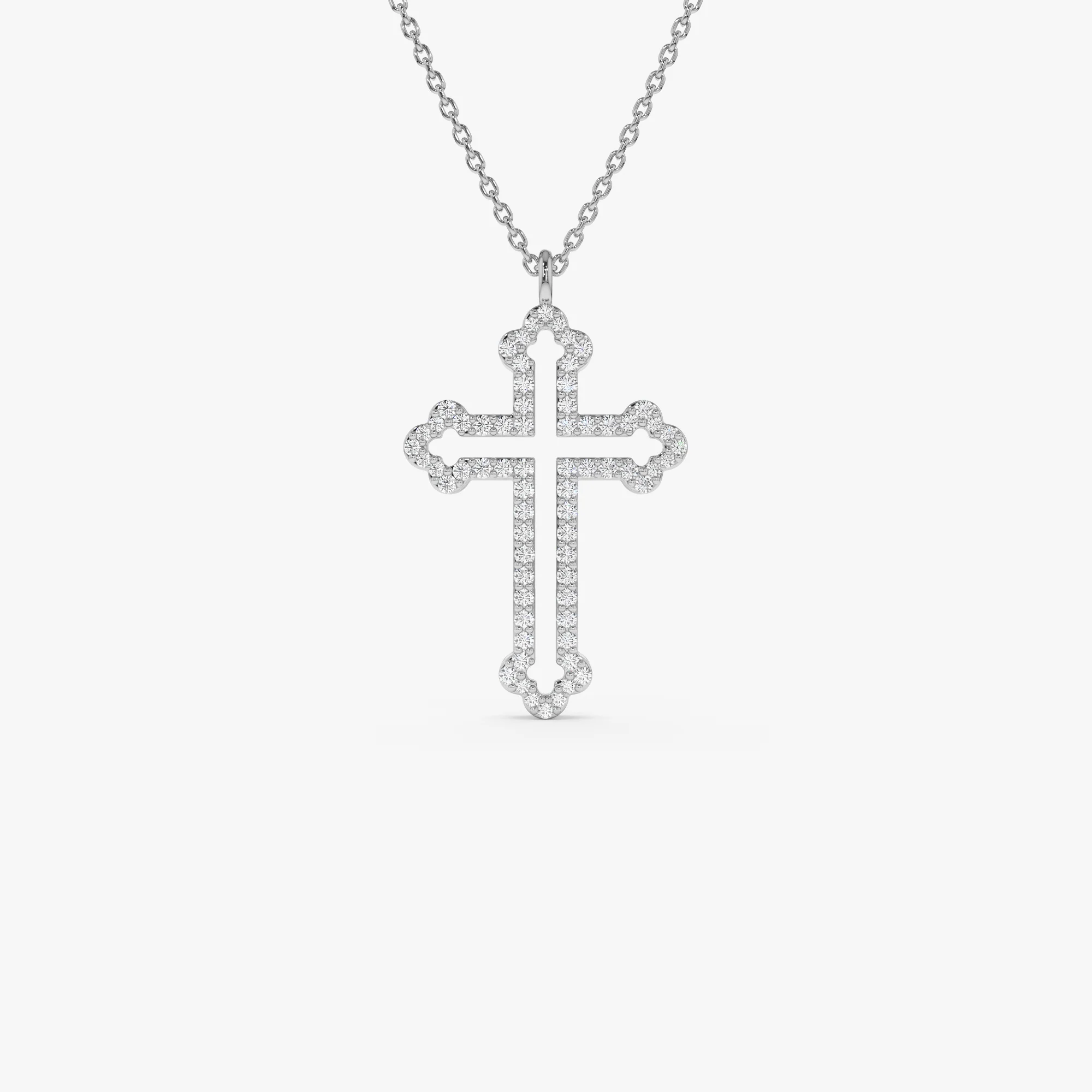 14k Gold Pavé Diamond Cross Pendant Necklace - Image 7