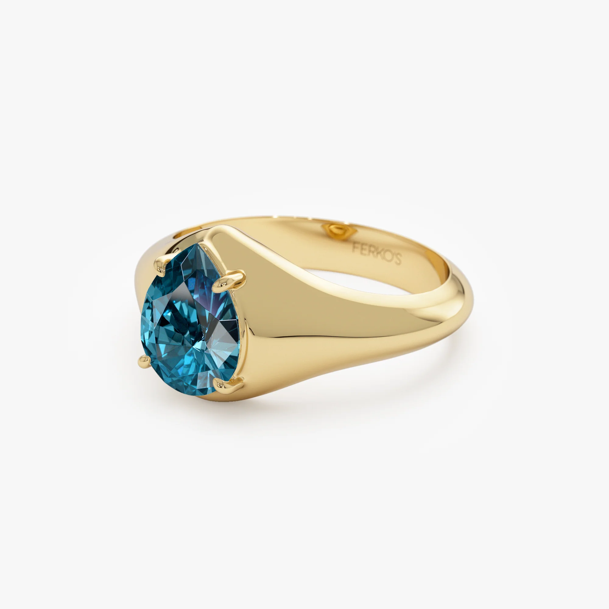 14K Pear Shaped London Blue Topaz Statement Ring - Image 7