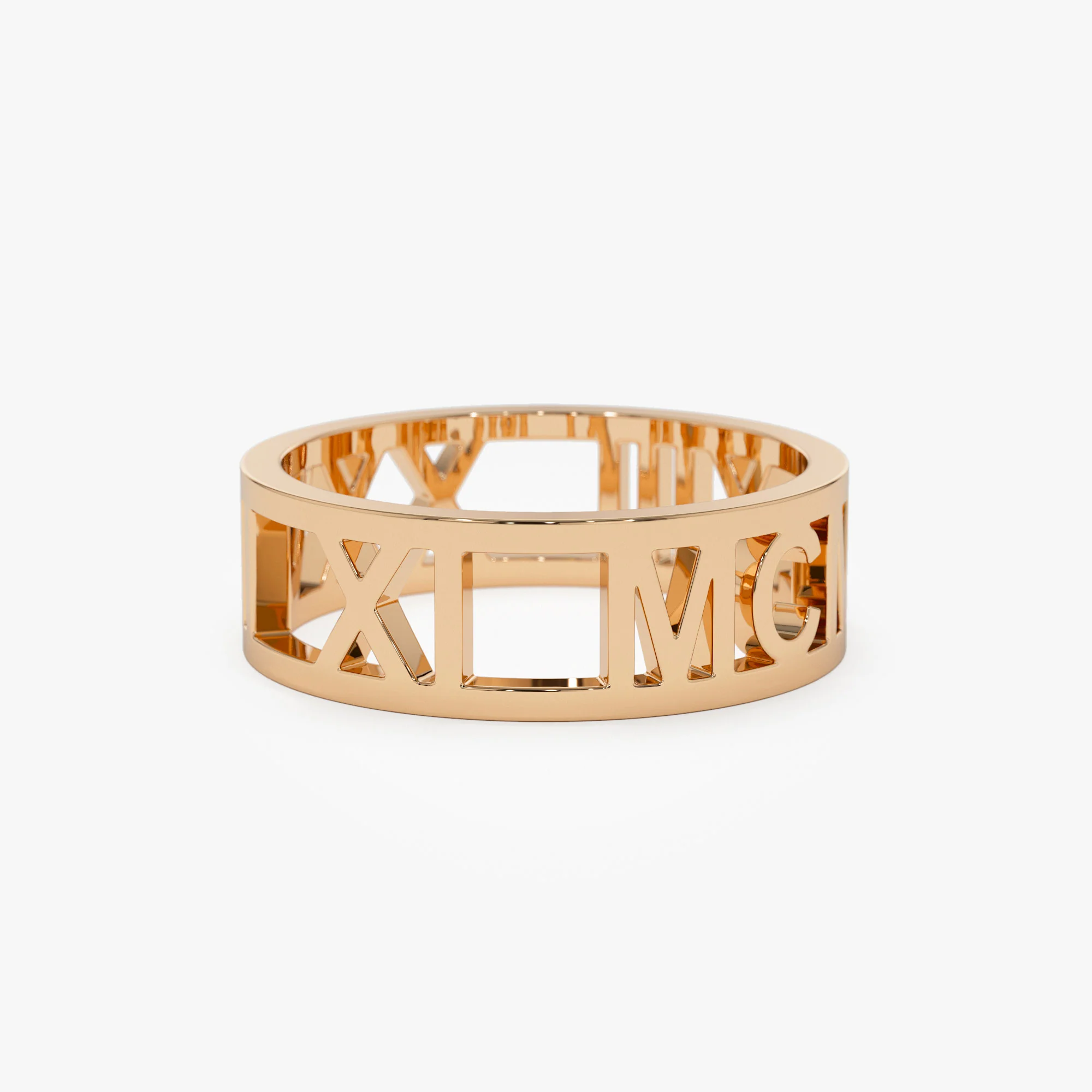 14K Gold Personalized Roman Numeral Ring - Image 6
