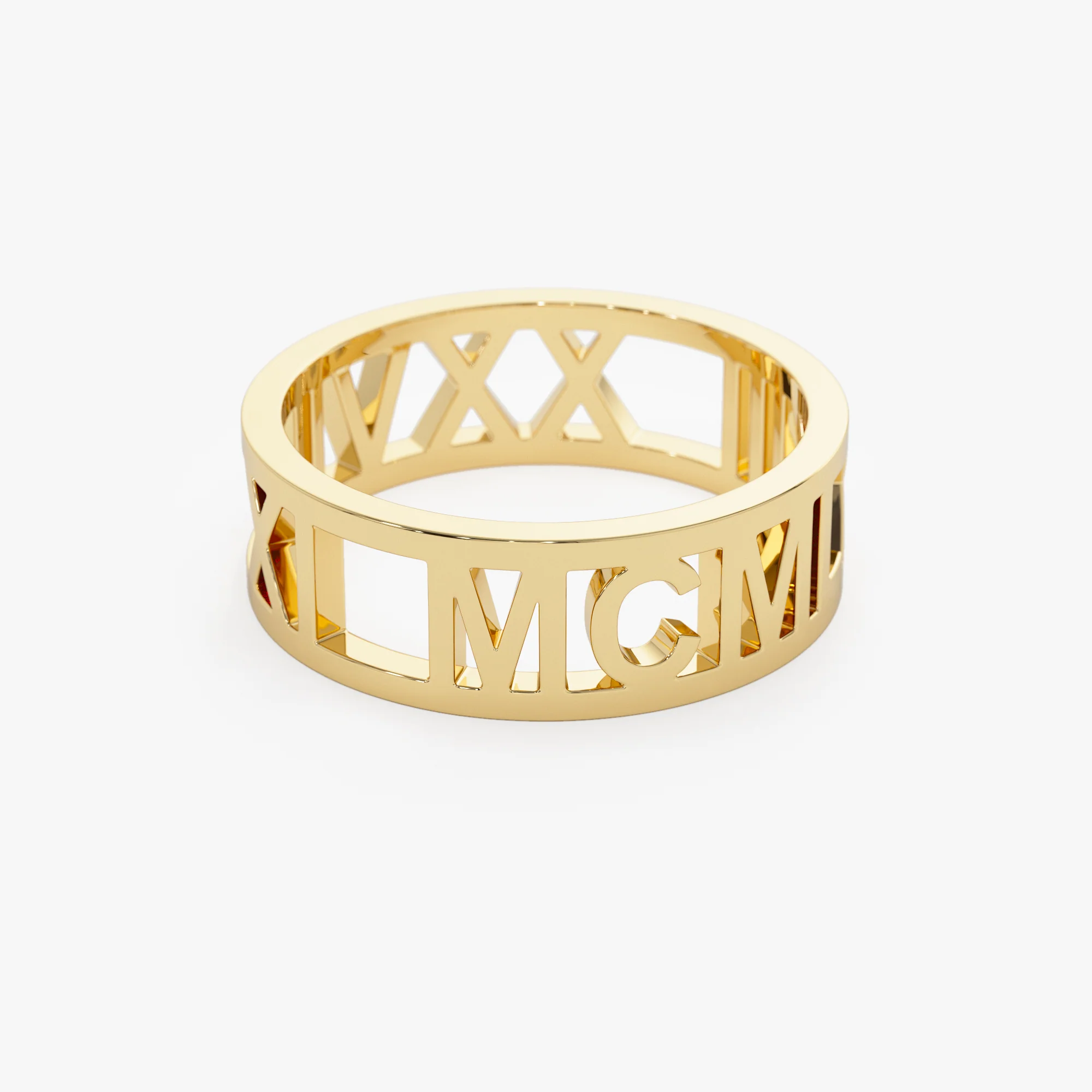 14K Gold Personalized Roman Numeral Ring - Image 7