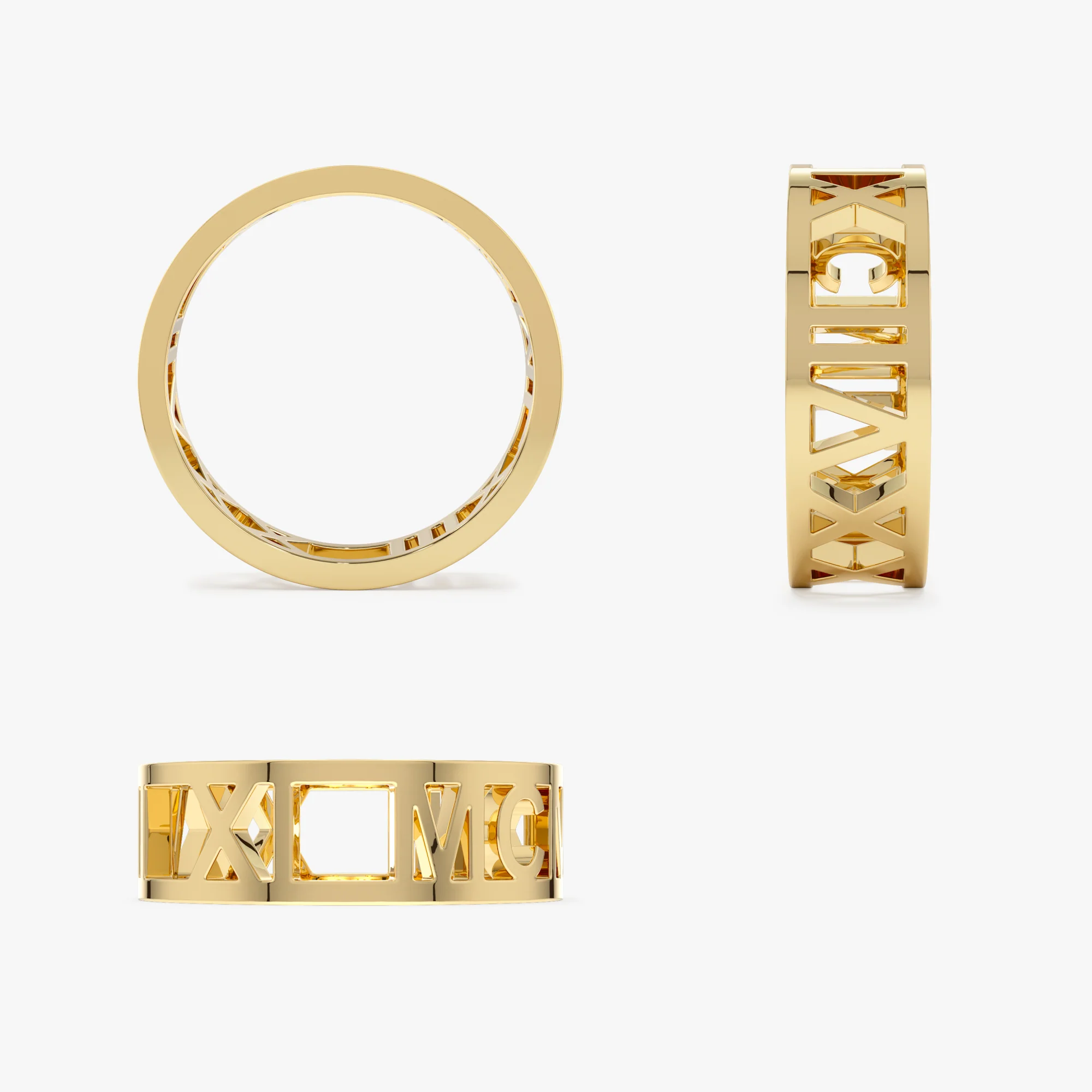 14K Gold Personalized Roman Numeral Ring - Image 8