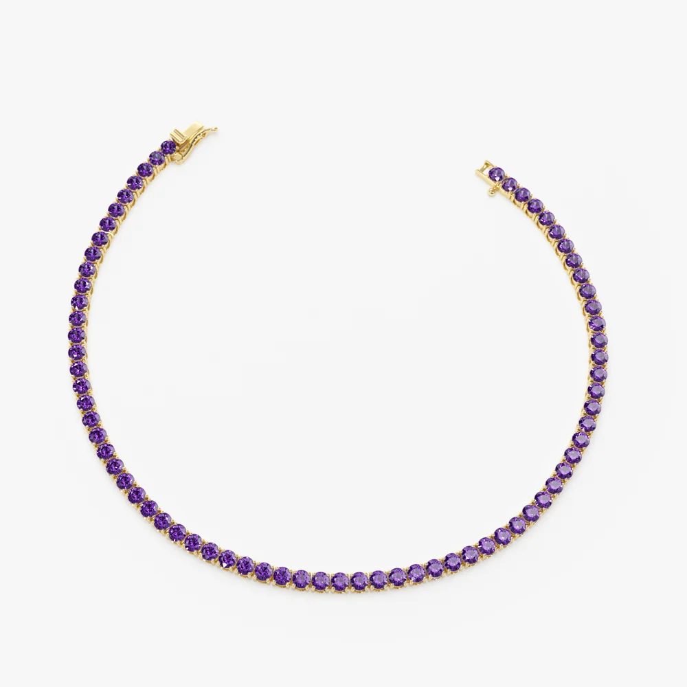14k Prong Setting Amethyst Tennis Bracelet - Image 7