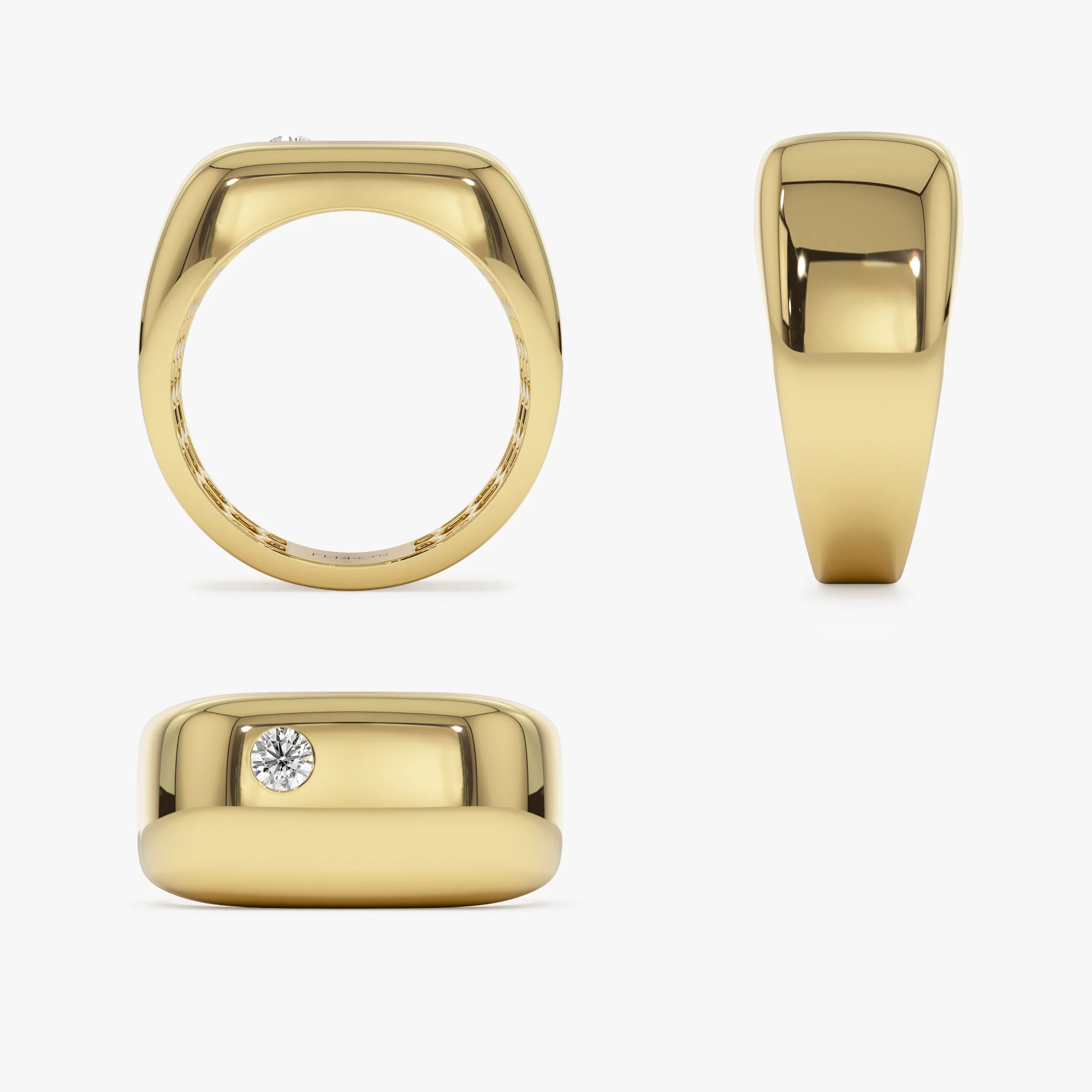 14K Gold Rectangular Diamond Signet Ring - Image 11