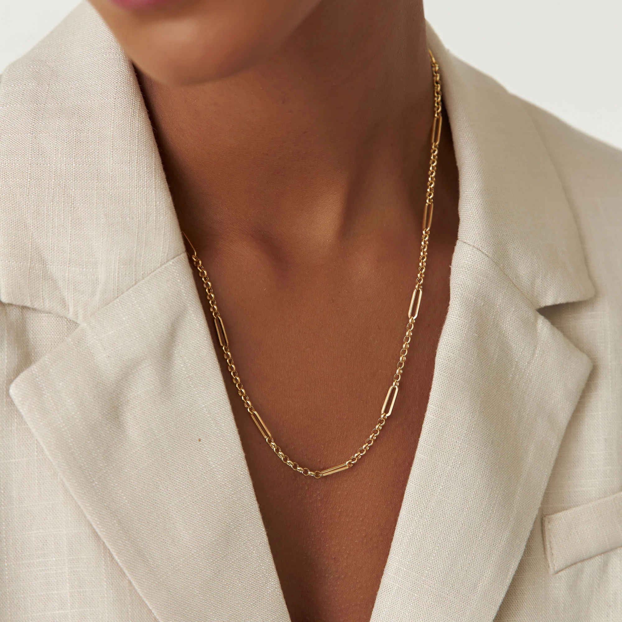 14K Gold Rolo Paperclip Chain Necklace - Image 5