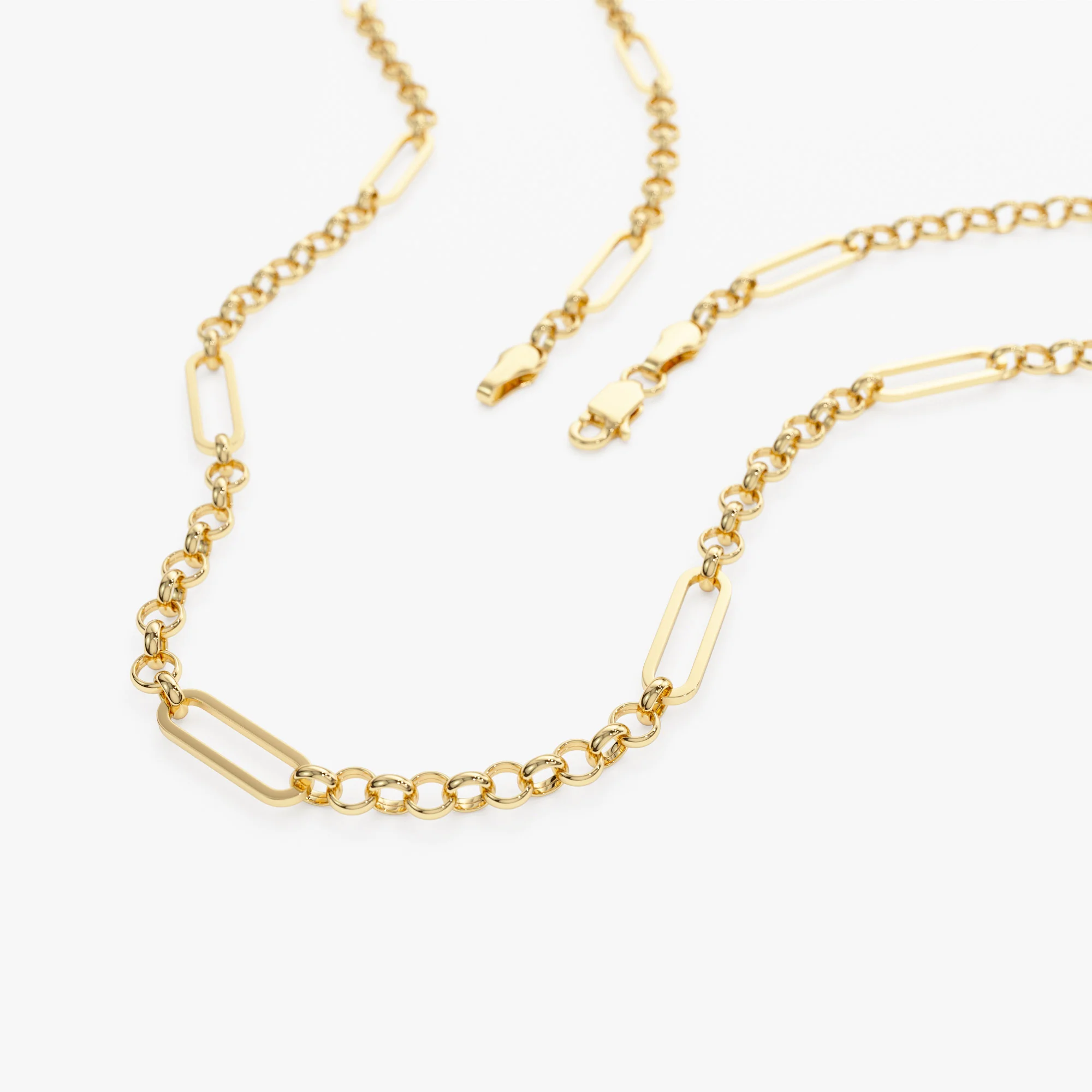 14K Gold Rolo Paperclip Chain Necklace - Image 6