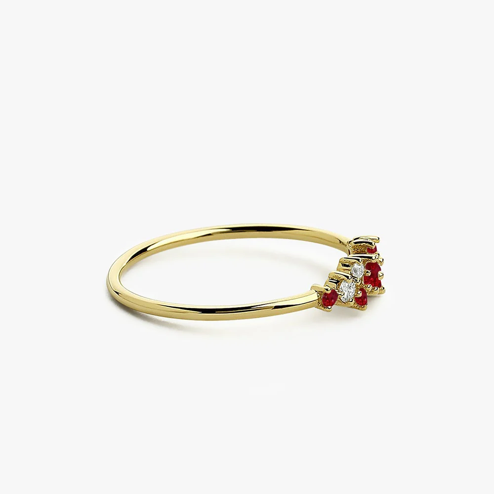 14k Gold Ruby and Diamond Cluster Ring - Image 4