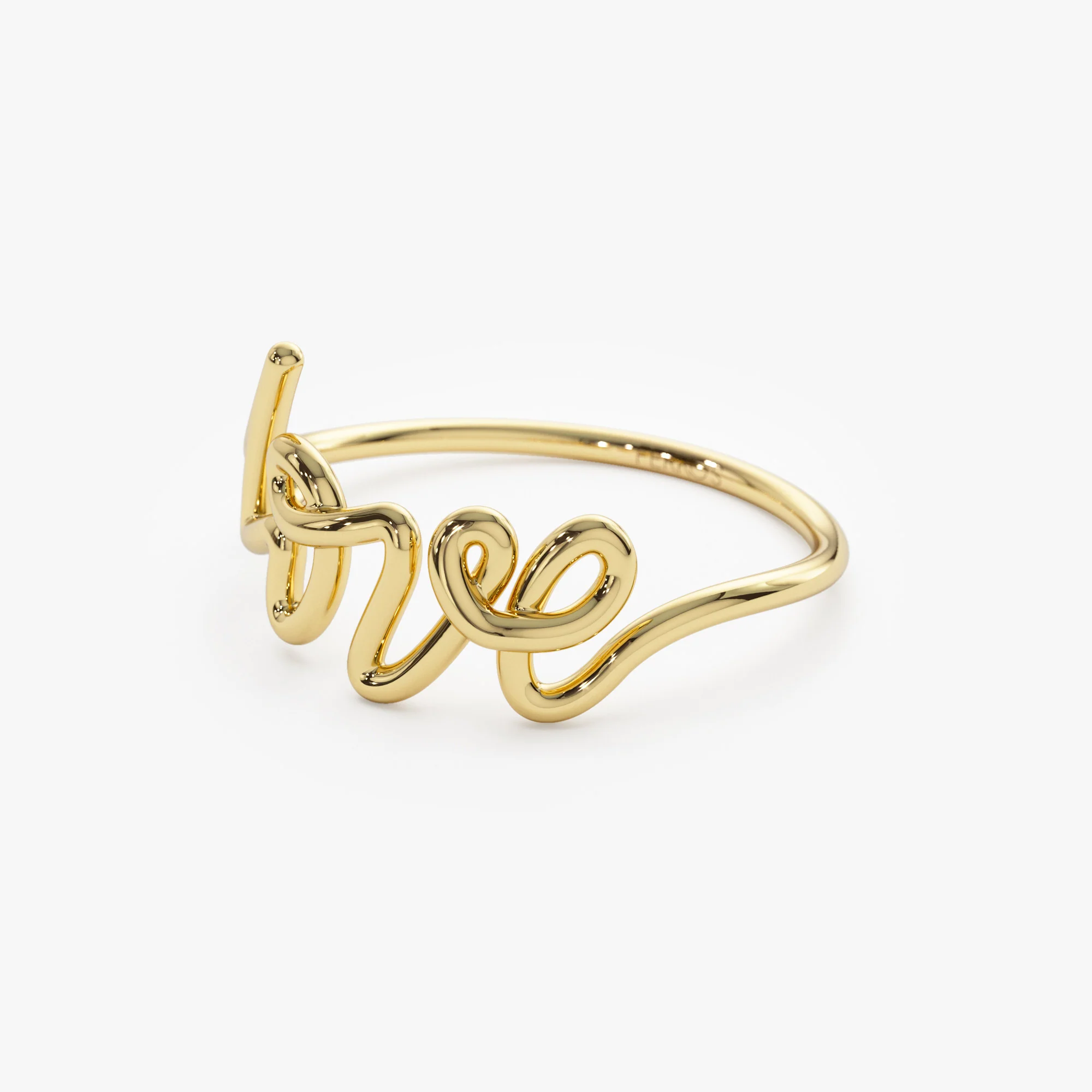 14K Gold Script Love Ring - Image 9