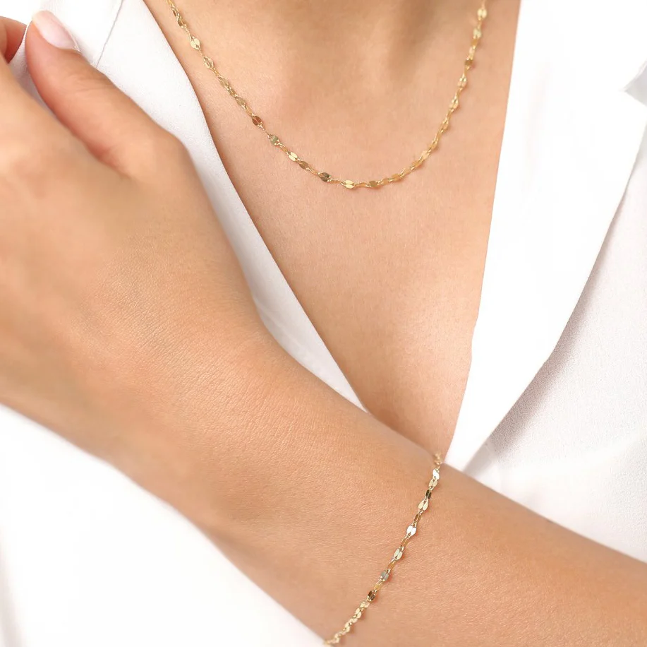 14K Gold Sparkle Diamond Cut Chain - Image 4