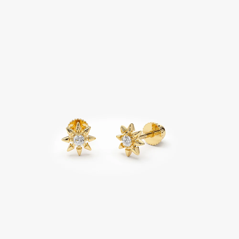 14k Gold Star Diamond Helix Piercing - Image 6
