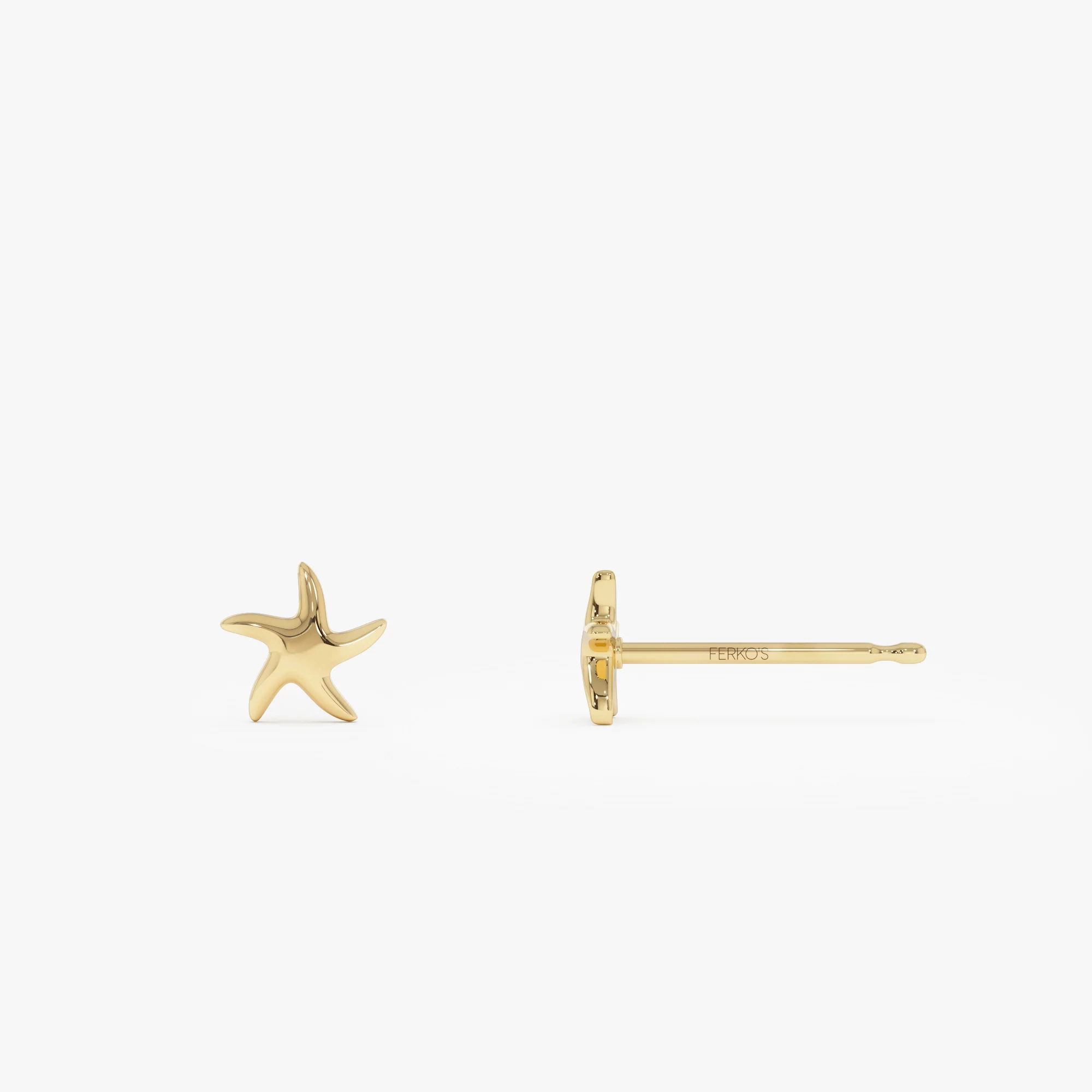 14K Gold Starfish Stud Earrings - Image 8