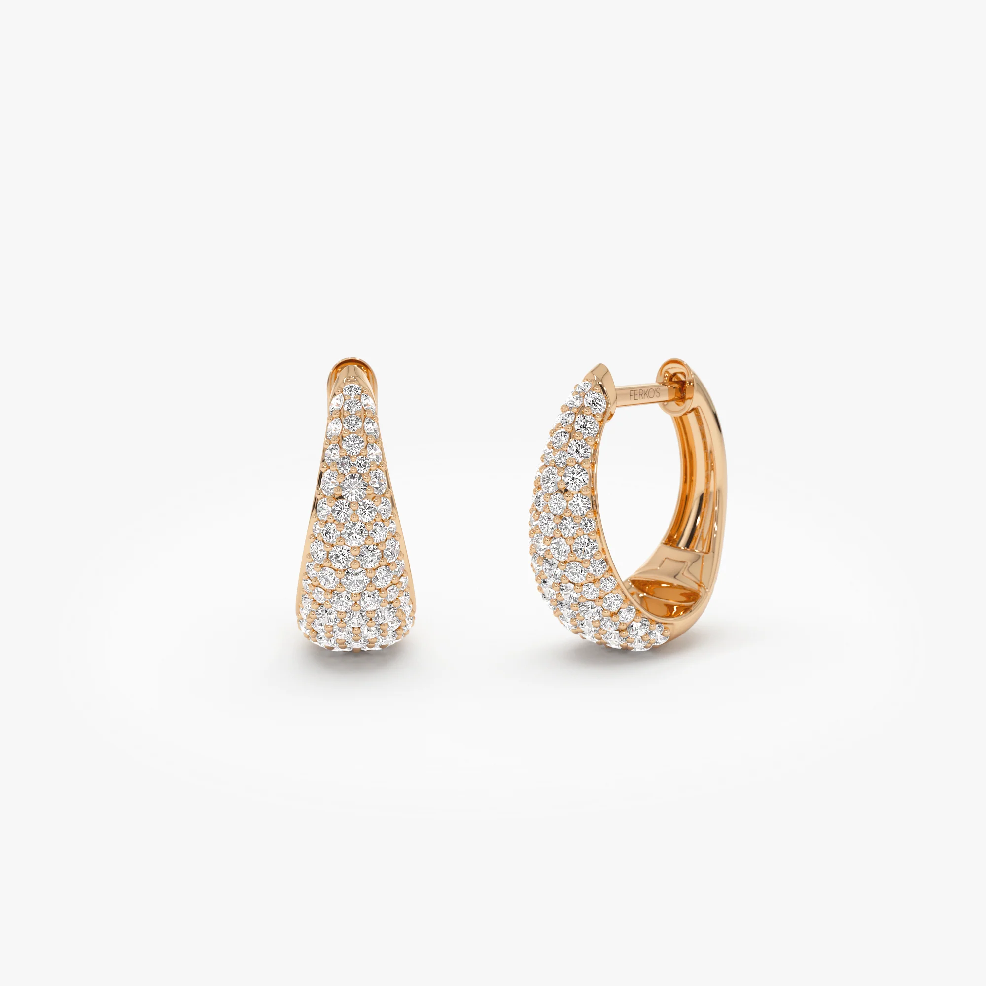14K Gold Teardrop Diamond Hoop Earrings - Image 5