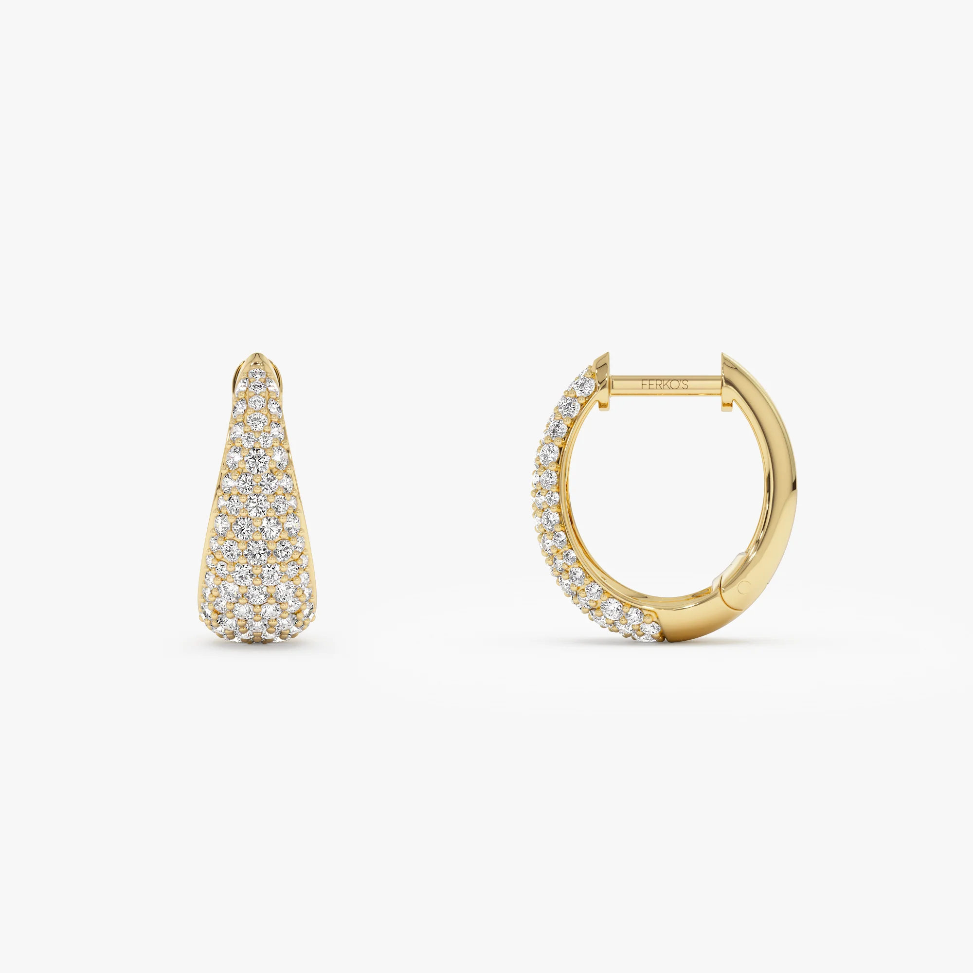 14K Gold Teardrop Diamond Hoop Earrings - Image 7