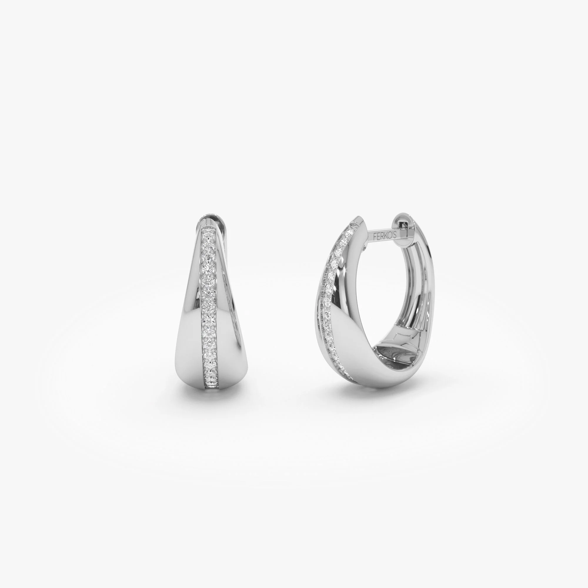 14k Gold Teardrop Diamond Hoop Earrings - Image 5
