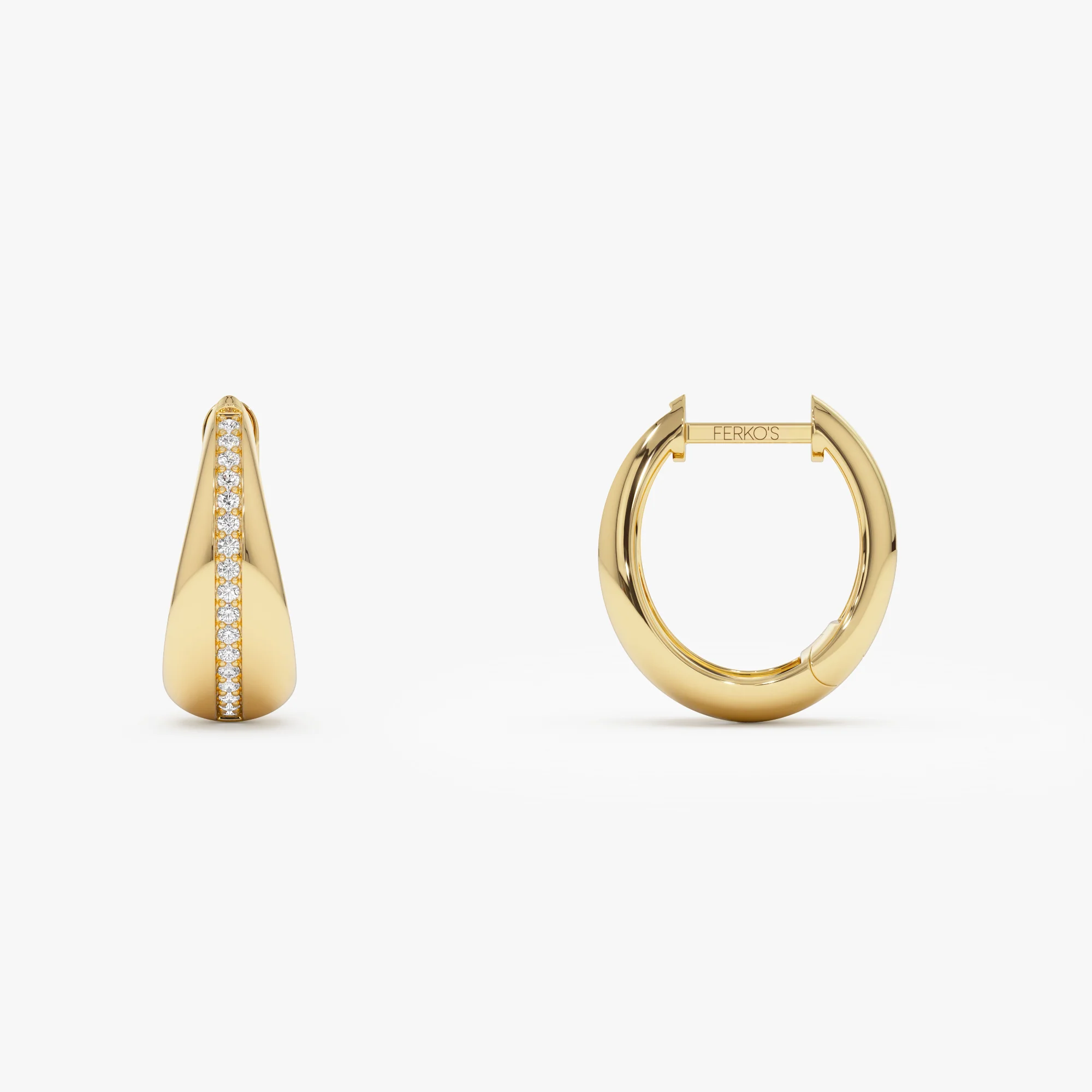 14k Gold Teardrop Diamond Hoop Earrings - Image 7