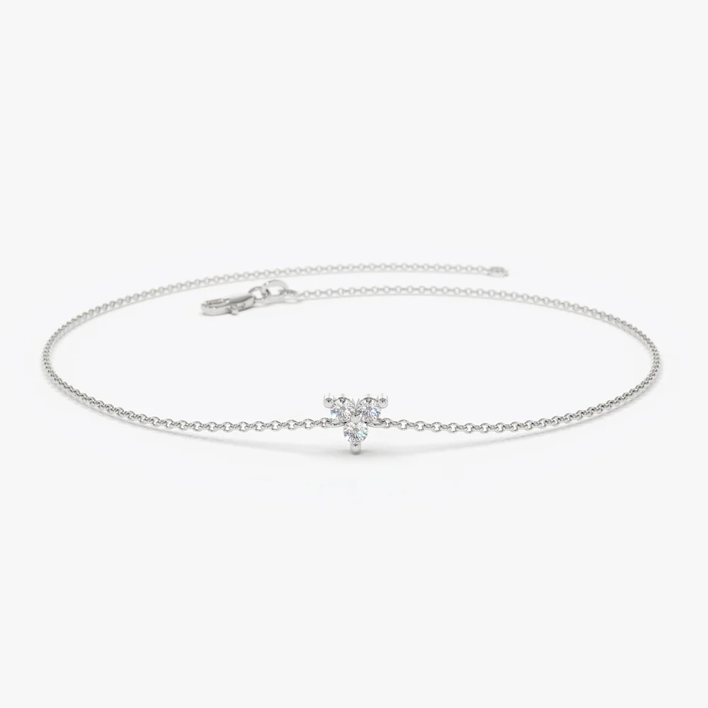14K Gold Three Diamond Floating Bracelet - Image 5