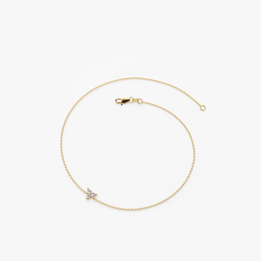 14K Gold Three Diamond Floating Bracelet - Image 6