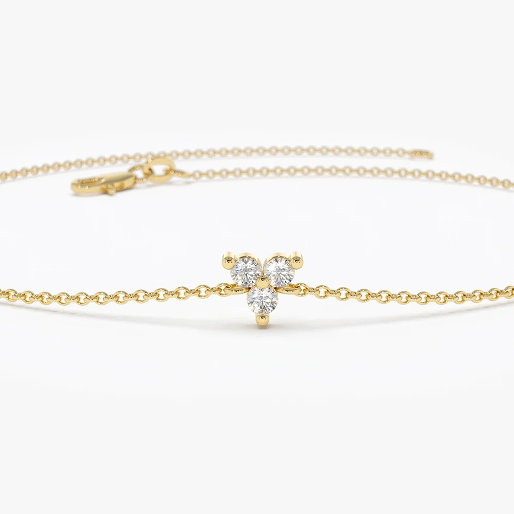 14K Gold Three Diamond Floating Bracelet - Image 7