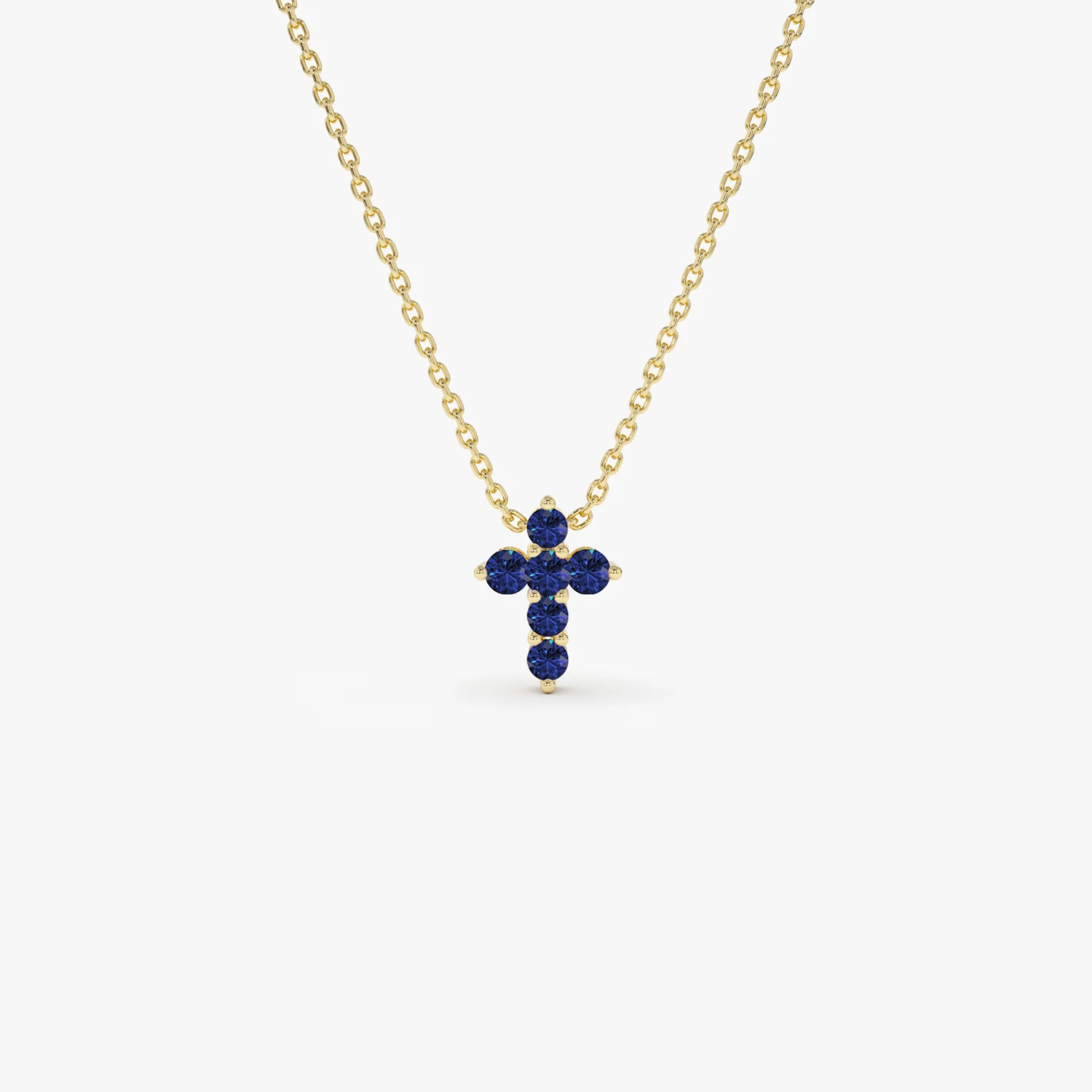14K Tiny Sapphire Cross Necklace - Image 10