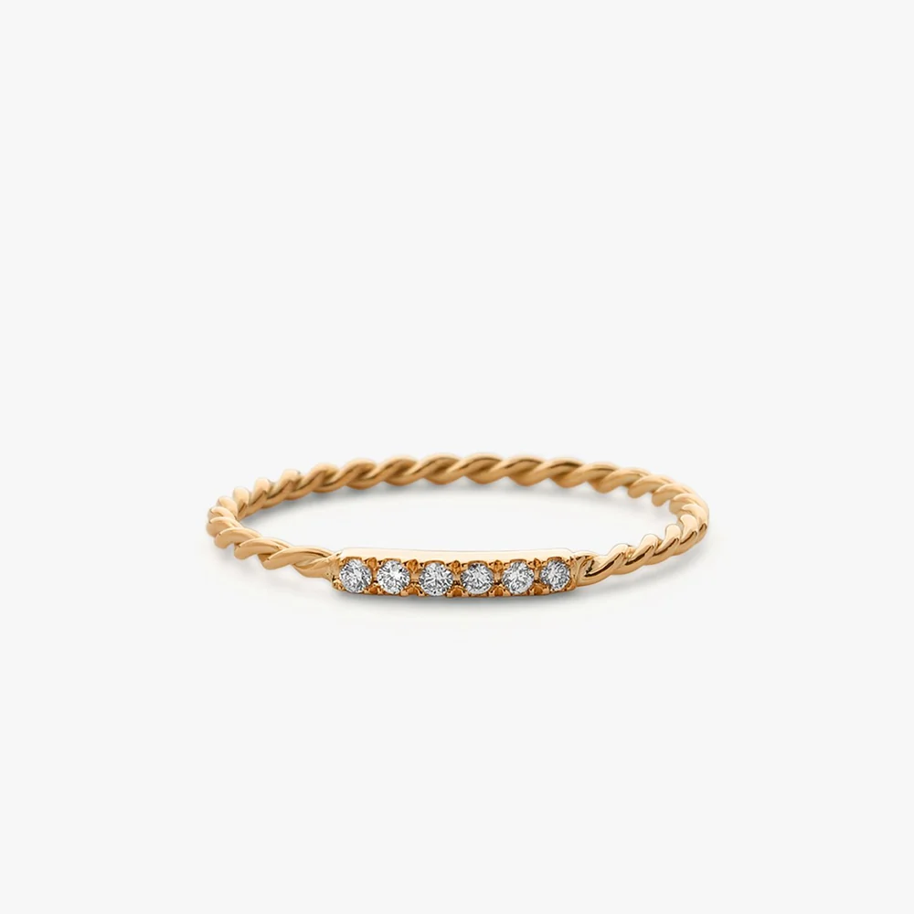 14K Gold Twisted Diamond Wedding Band - Image 4