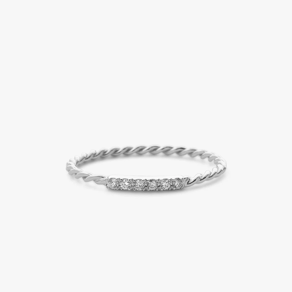 14K Gold Twisted Diamond Wedding Band - Image 5