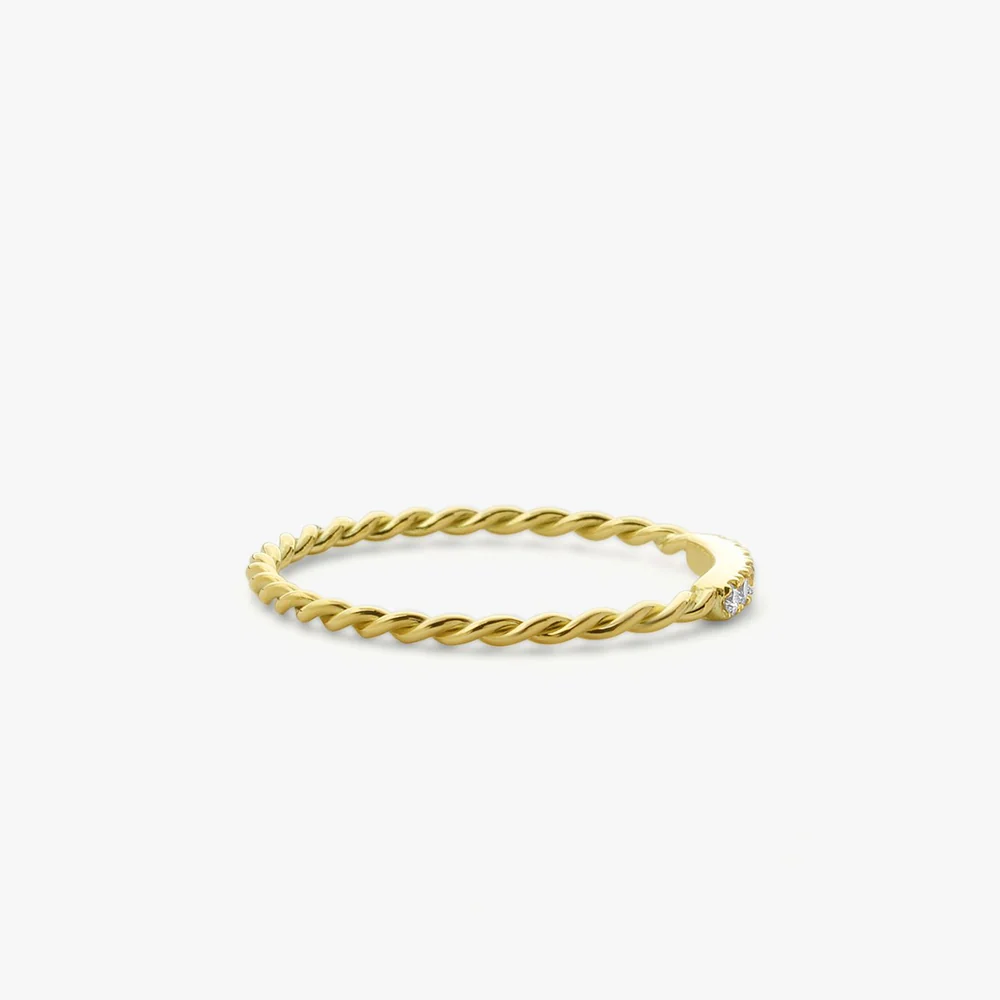 14K Gold Twisted Diamond Wedding Band - Image 6