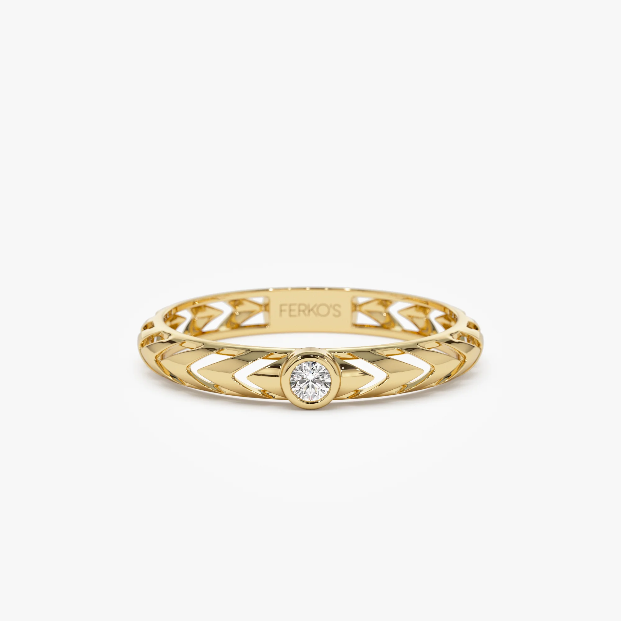 14k Gold Unique Diamond Modern Ring