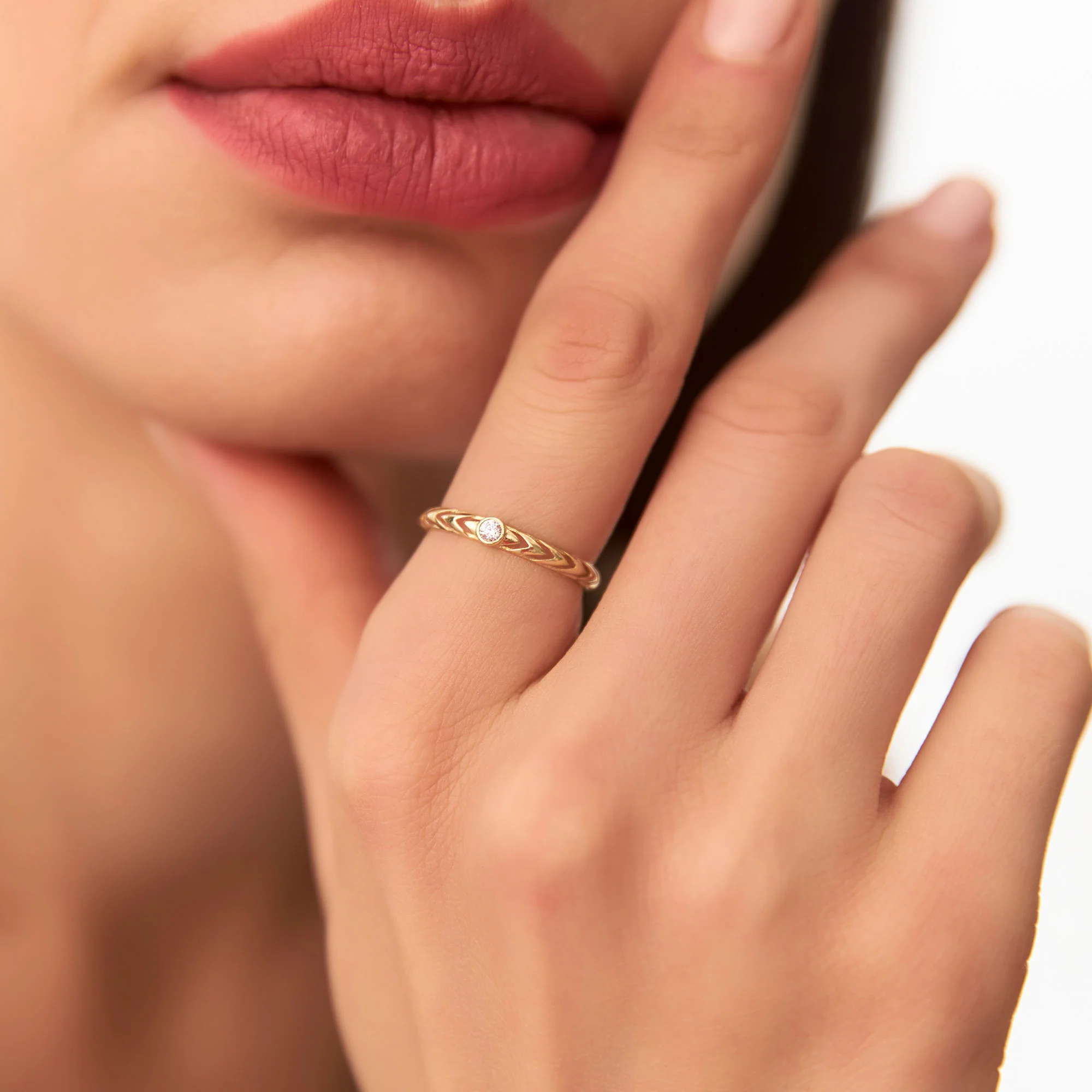 14k Gold Unique Diamond Modern Ring - Image 2