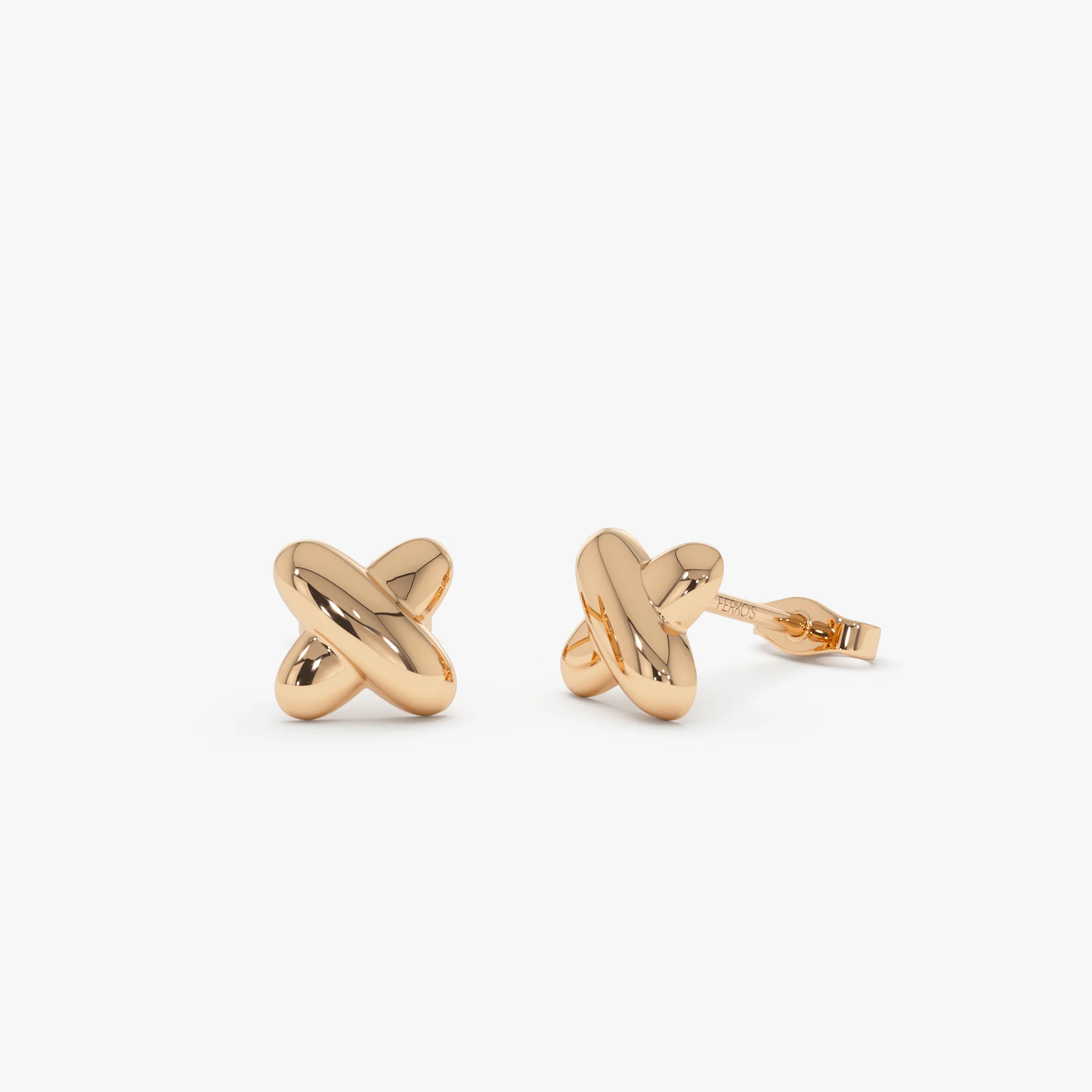 14K Gold X Stud Earrings - Image 6
