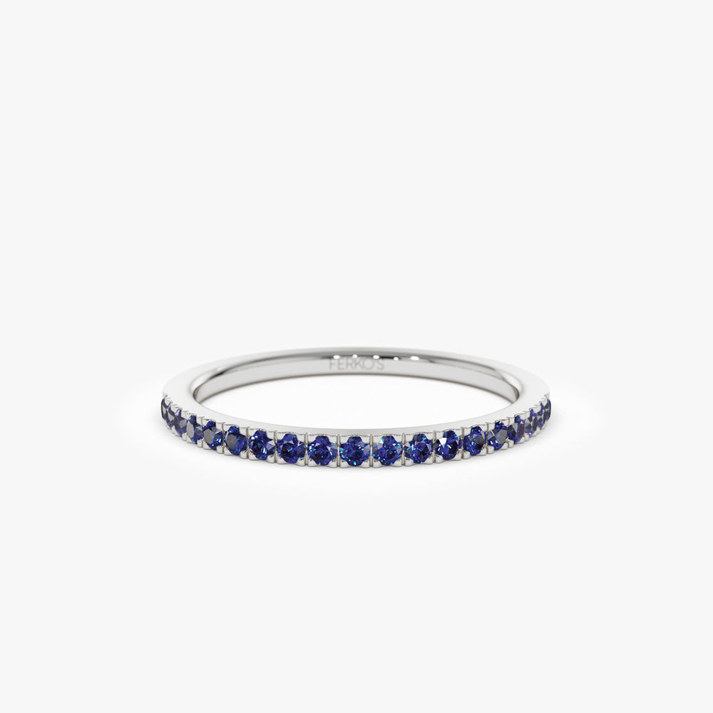 14k Half Eternity Blue Sapphire Ring - Image 8