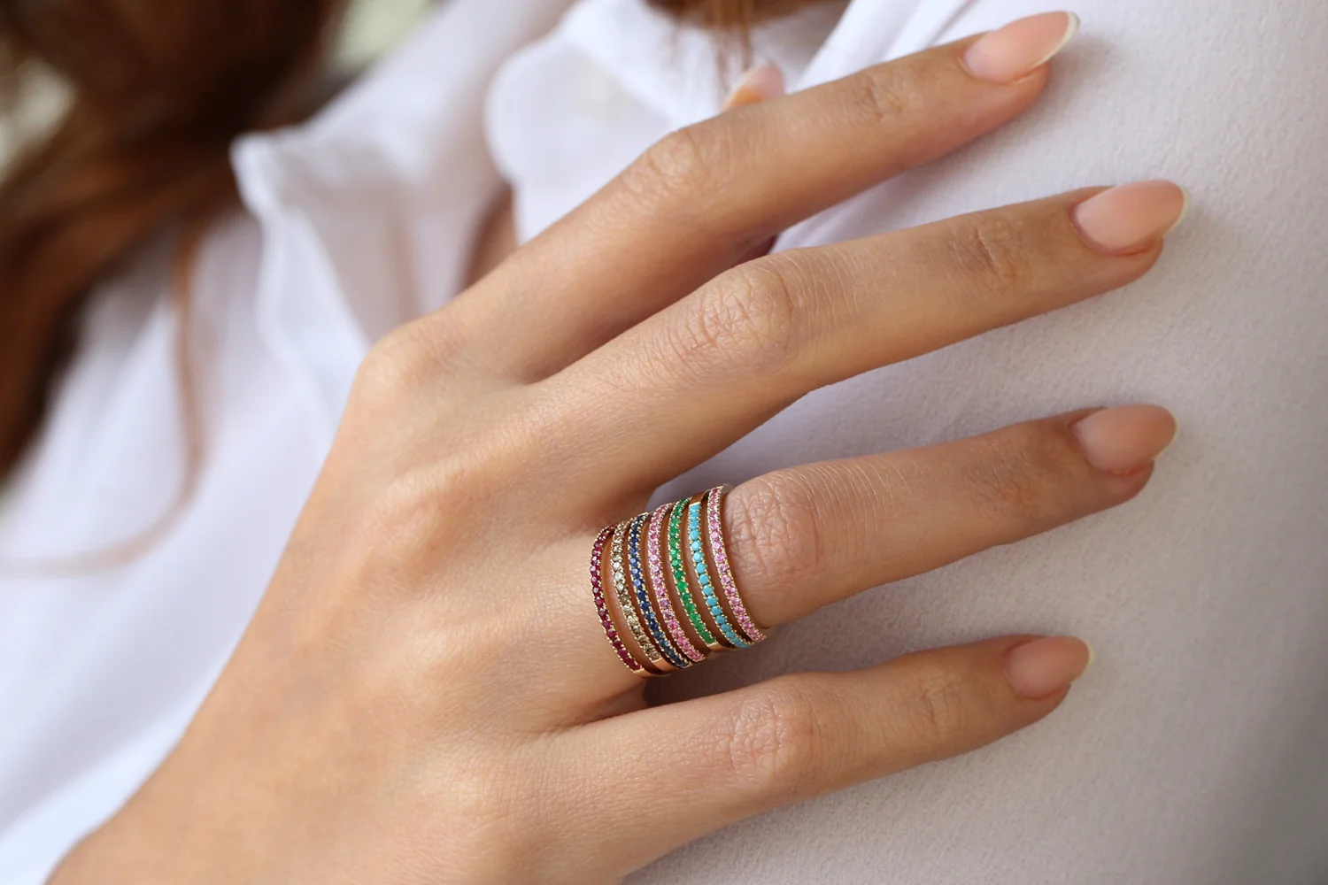 14k Half Eternity Emerald Ring - Image 10