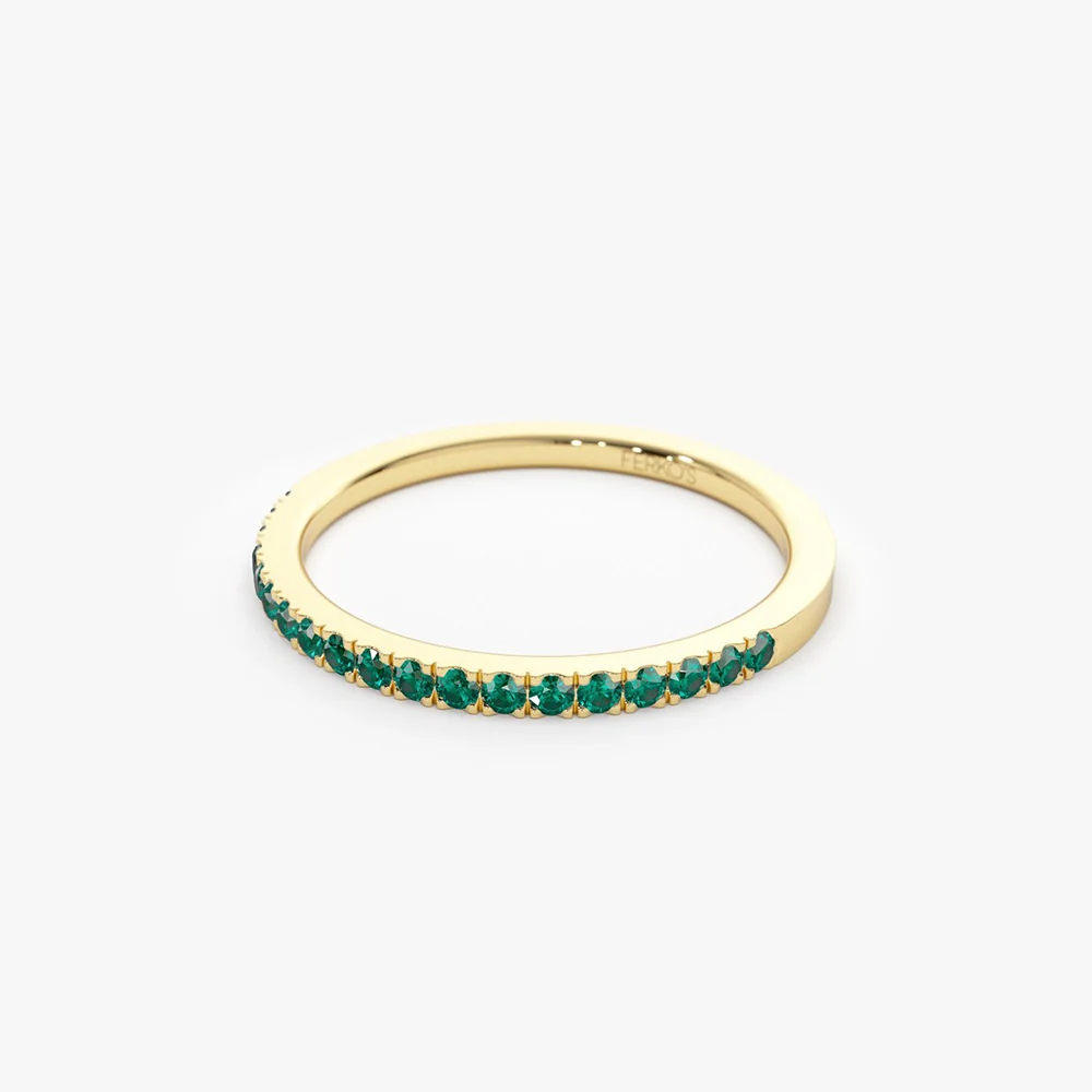 14k Half Eternity Emerald Ring - Image 6
