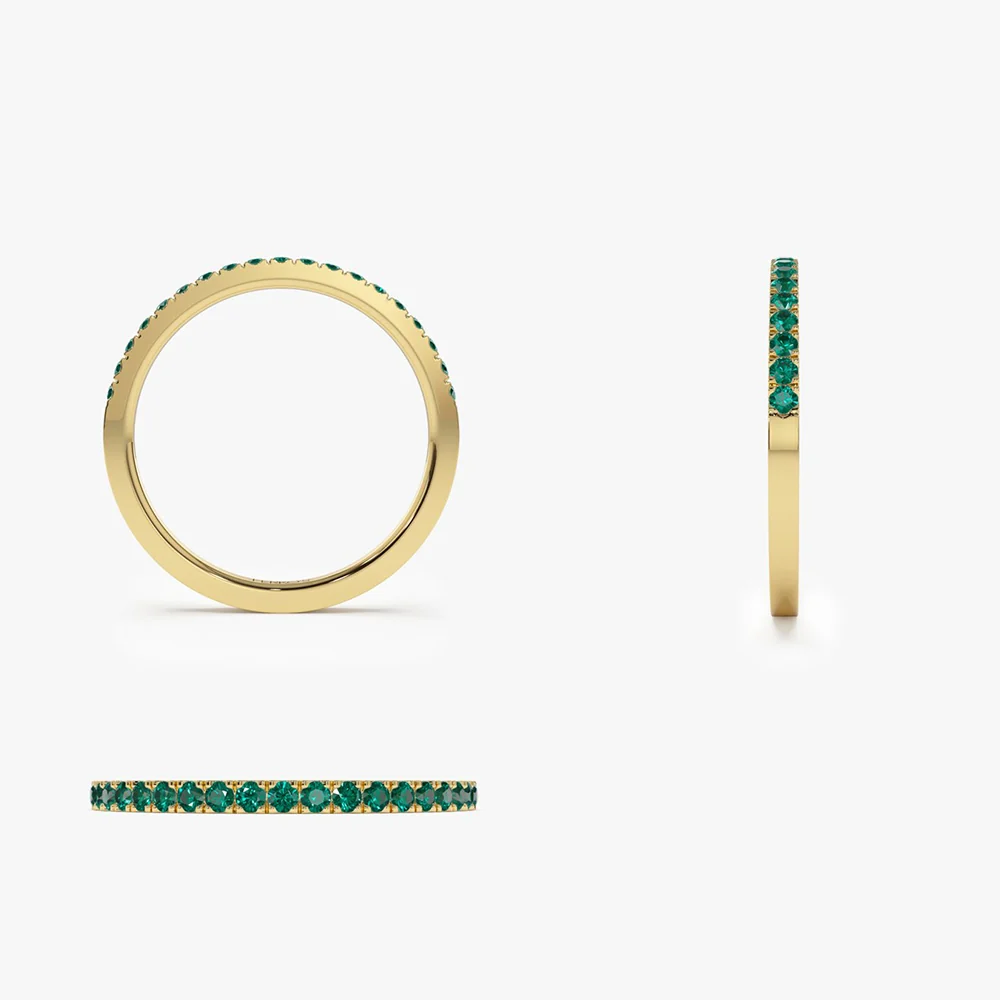 14k Half Eternity Emerald Ring - Image 7