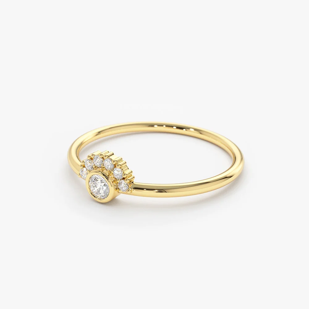 14K Gold Half Halo Diamond Ring - Image 7